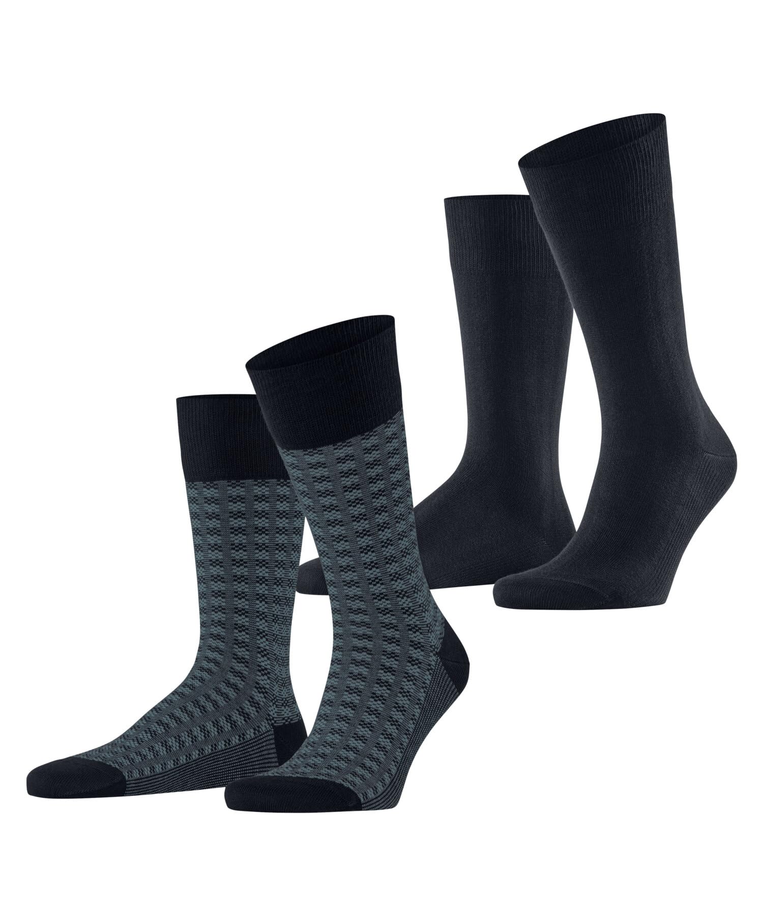 Esprit Men's Blue Marine 6120 Houndstooth Multipack M So Cotton Patterned 2 Pairs Socks, 5.5-8
