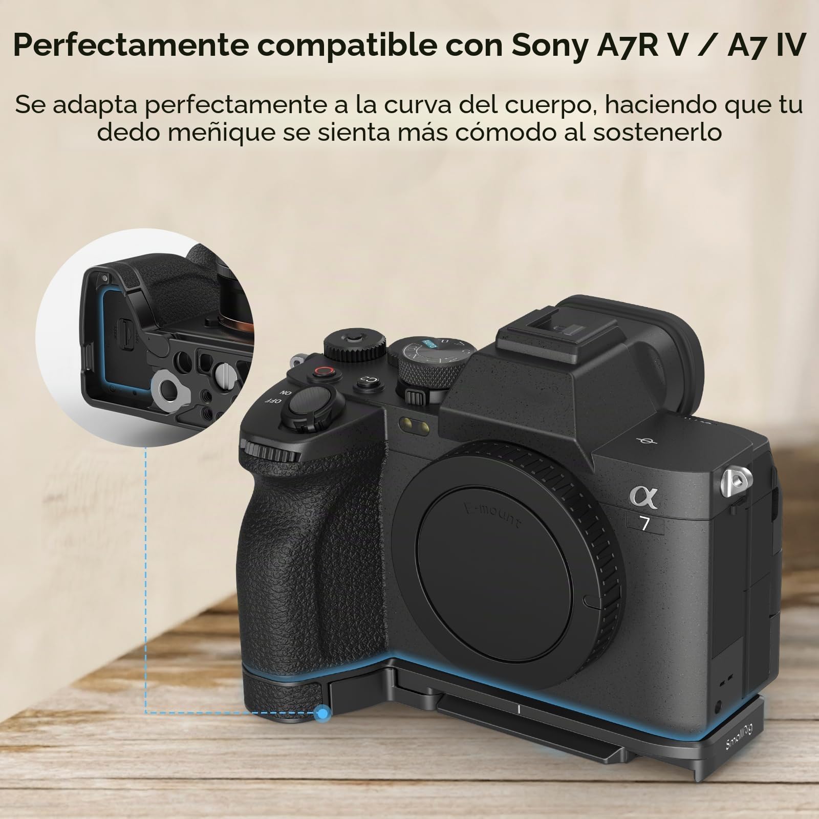 SMALLRIG Placa Base para Sony A7V/A7R V/A7 IV, con Placa de Liberación Rápida para Arca Cambio Rápido Entre Trípode y Estabilizador (para dji RS 2/RSC 2/RS 3 Pro) - 3666B