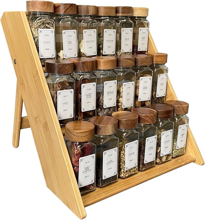 3 Tier Foldable Bamboo Spice Rack