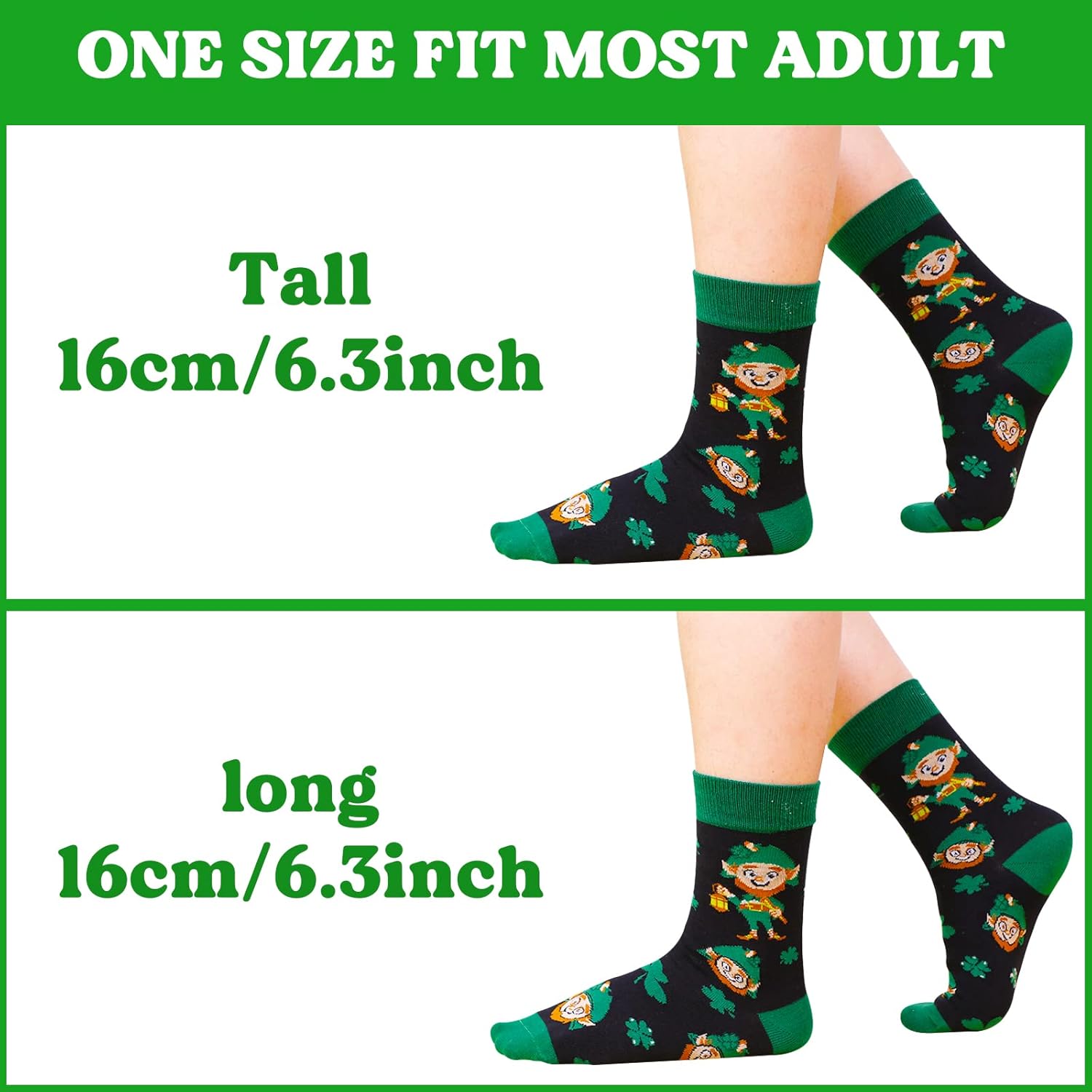 OBUSATT 2 Pairs St .Patricks Day Socks Bulk Irish Men Novelty Cotton Socks Shamrock Crew Dress Decrations for Women Men Gift Parade Costume Accessories - Image 2