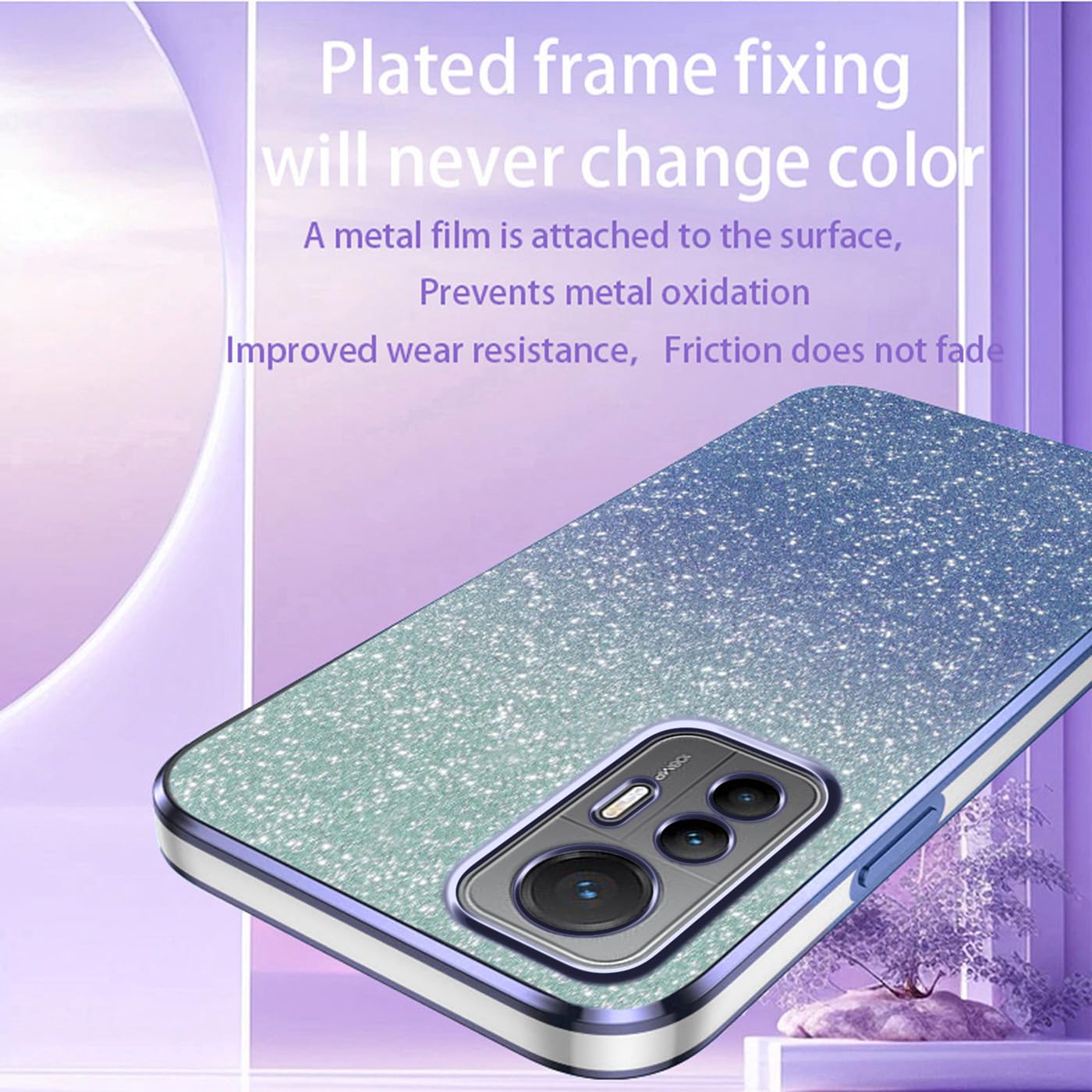 Yarxiawin Brillante Custodia per Xiaomi 12 Lite 5G, Effetto Glitter per Xiaomi 12 Lite Cover Trasparente Silicone Sottile Leggera Morbida Rosa Case Elegante per Donne (Nero