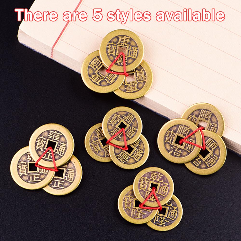 TONGIHS 15 Pack Fengshui I-Ching Coins with Red String, Chinese Fortune Coins Feng Shui Coins - Image 4
