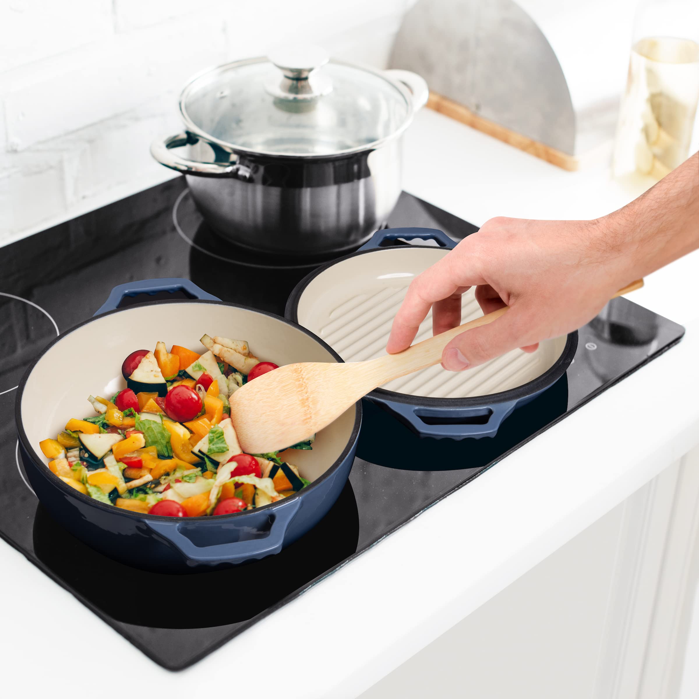 Segretto Padella Per Pane In Ghisa Smaltata Con Coperchio, 28 Cm, Nero – Forno Olandese Per Lievito Naturale, Resistente Fino A 260°C