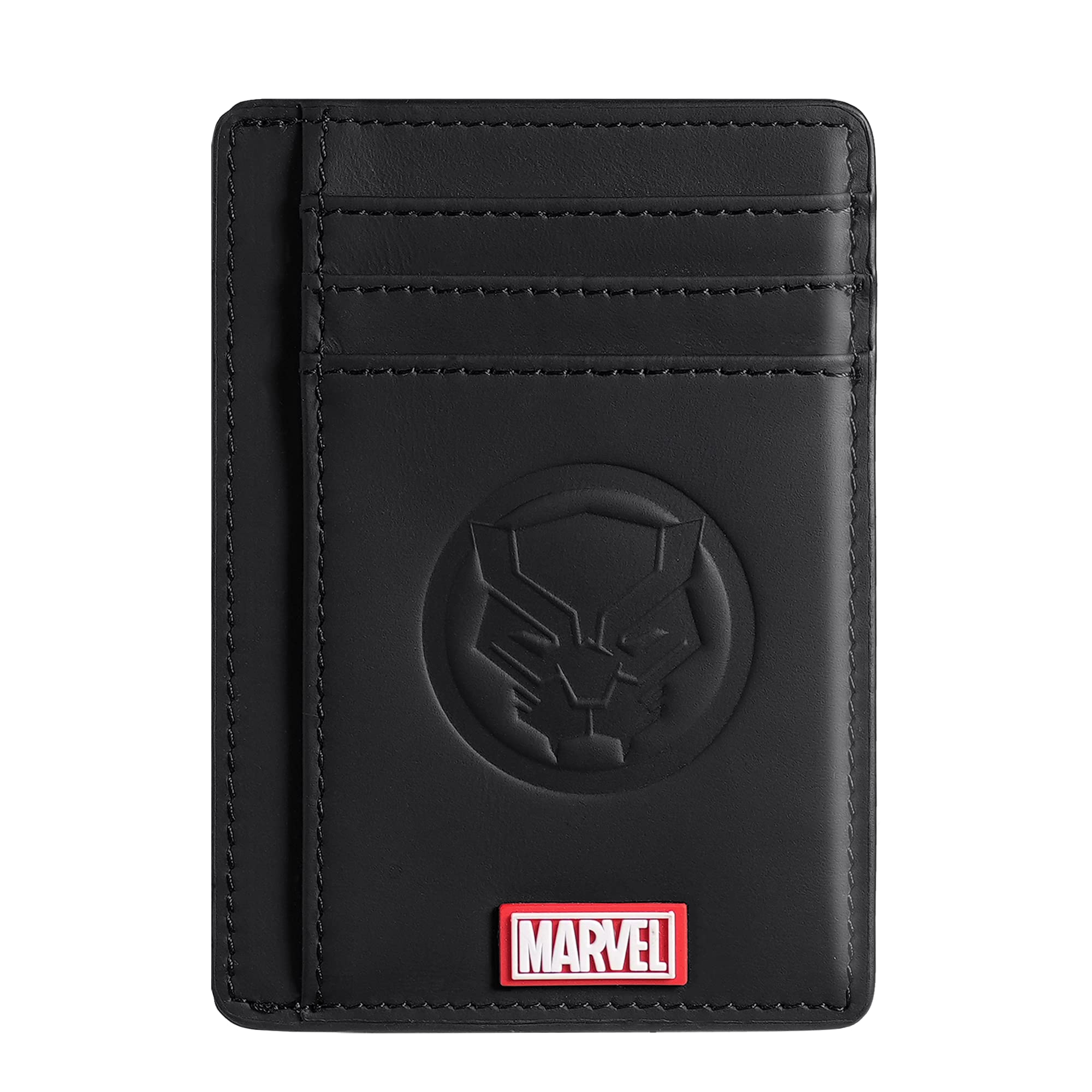IRON SPIDERMen's Wallet，Monolayer Slim Minimalist Front Pocket RFID Blocking Leather Pocket Wallet with Superhero panther Character (Black)