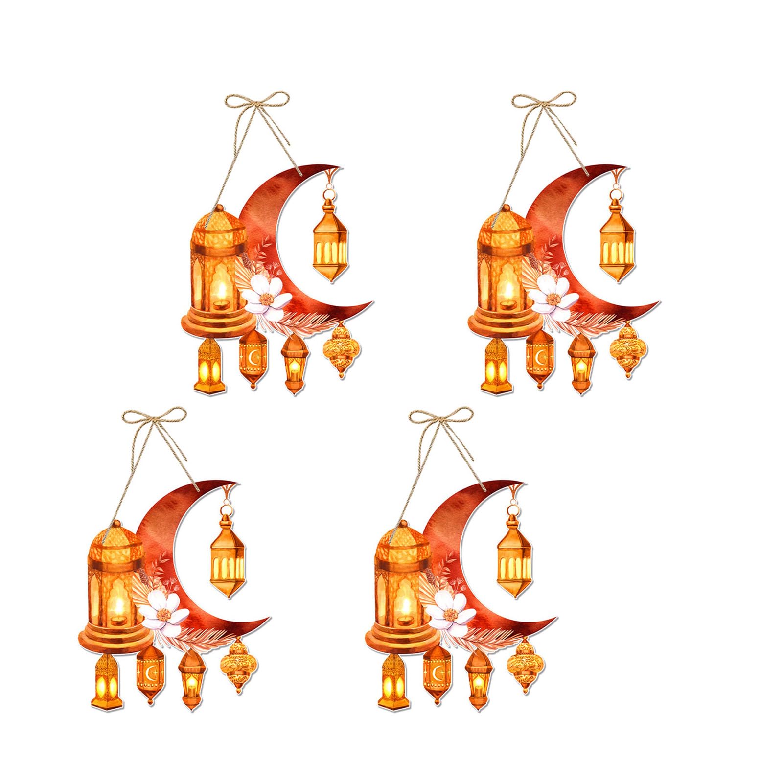 Kalttoy B 4Pcs Eid Festival Hanging Door Sign Festival Hanging Decoration Paper Door Sign Ornament For Front Decoration Party
