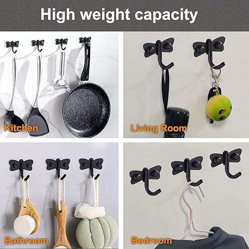 Miniatura 7 de Paquete de 8 ganchos adhesivos negros y 8 ganchos de pared de una sola punta