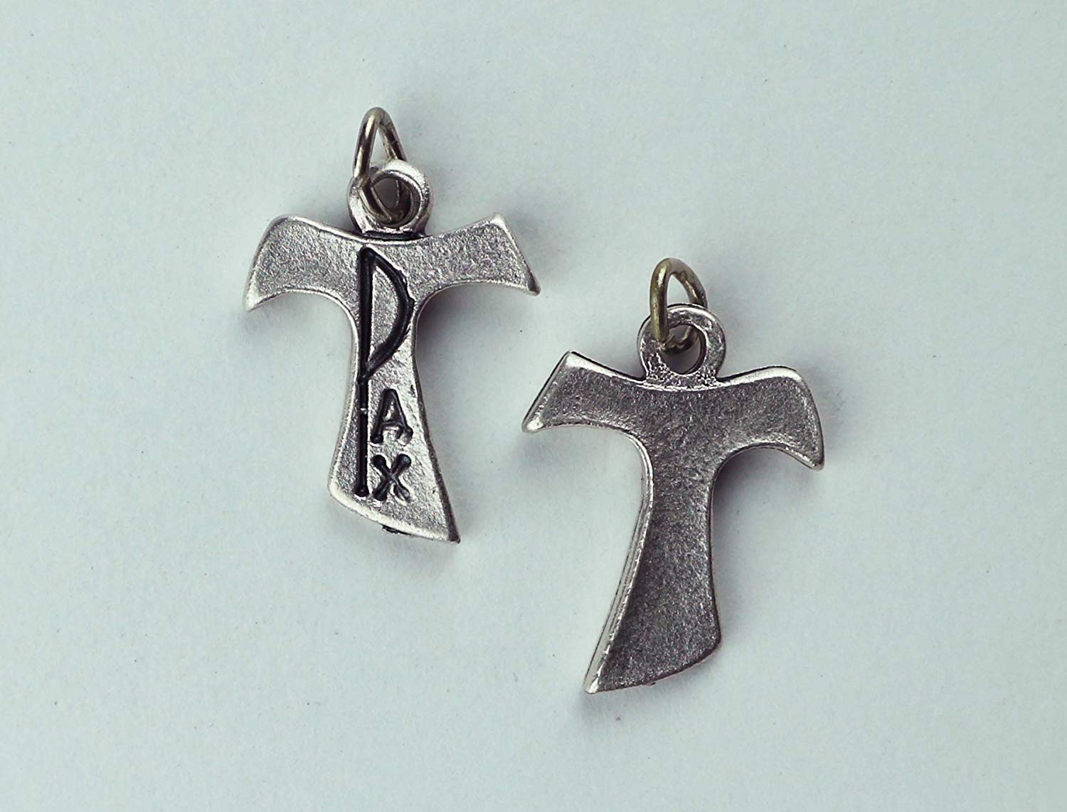 Silver Plated Pendant Tau PAX cross - Charms for DIY favors costume jewelery, bracelets and decorations - h 0,71 inch - 10 pieces - Image 3
