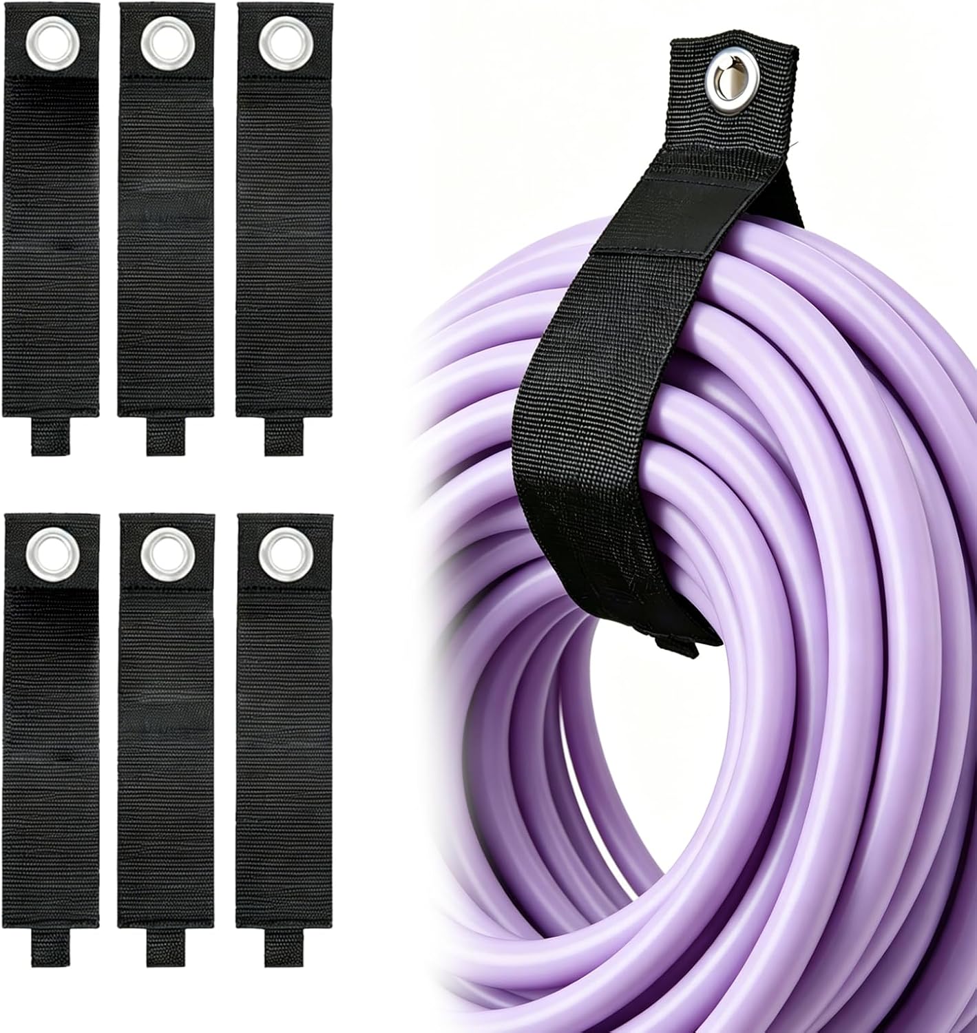 6 PCS Extension Cord Holder, Extension Cord Strap, Cable Organizer Straps for Cords Hoses, Heavy Duty Cord Wrap Keeper with Grommet for Hanging, Suitable for Cords (L)
