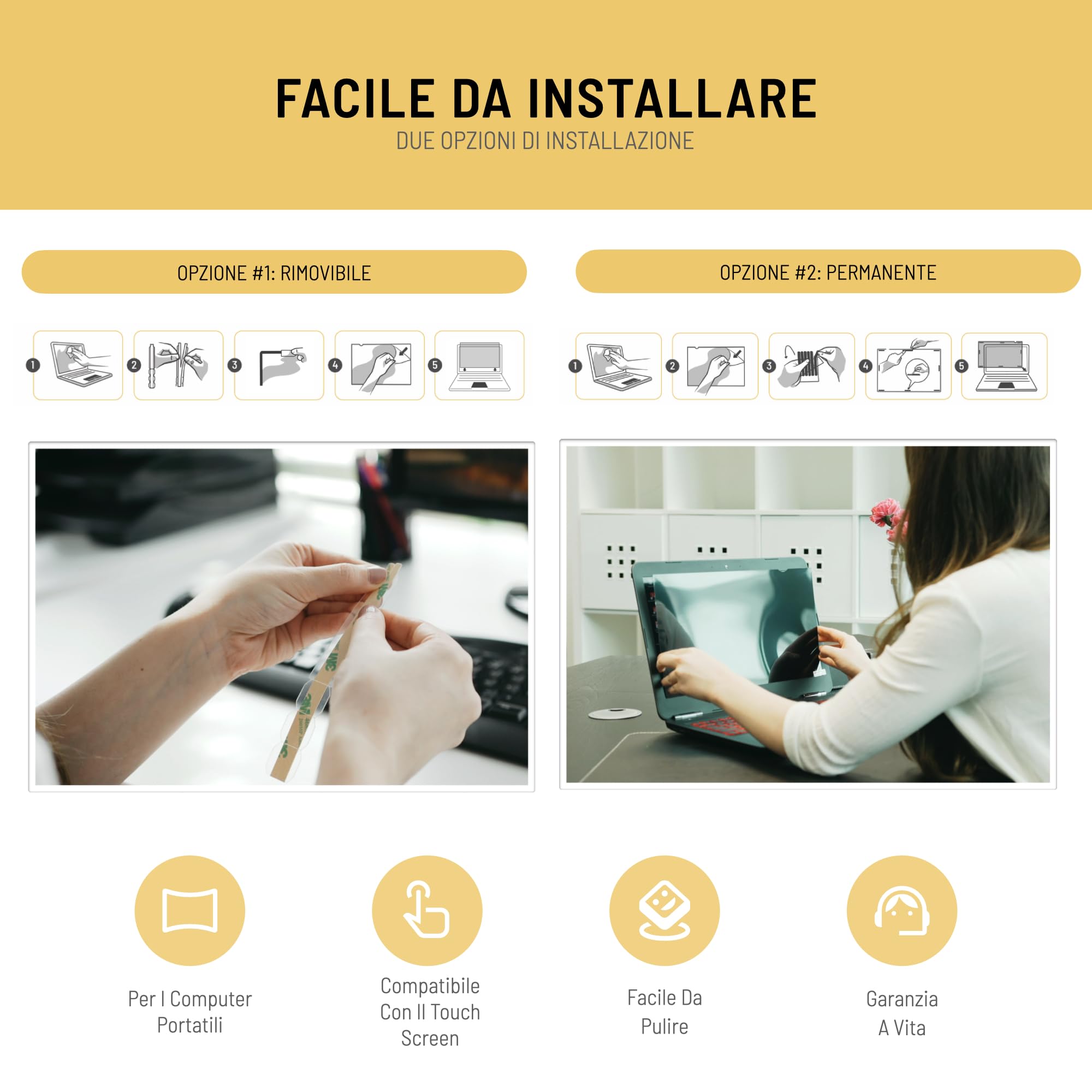 VistaProtect – Filtro Privacy Premium & Filtro Anti Luce Blu. Pellicola di Protezione per Laptop e Computer Portatile (14” pollici)