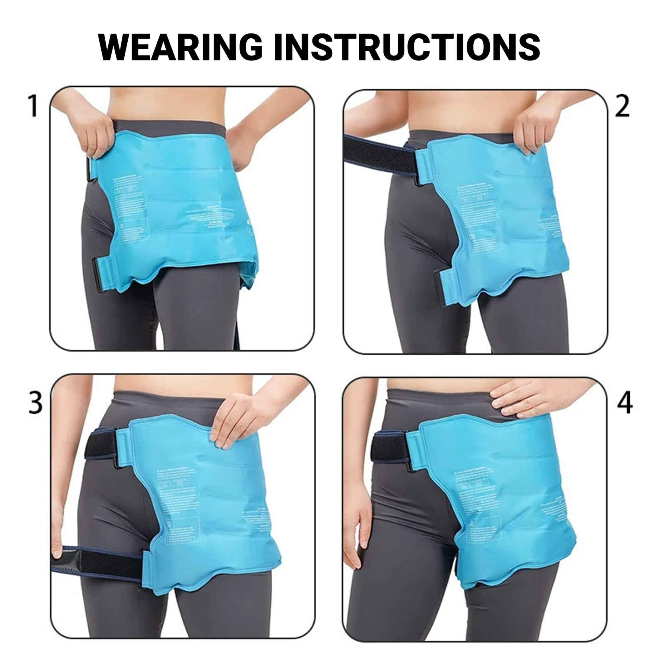 Compresa fría para la cadera. Envoltura para compresa fría para la cadera después de una cirugía. Envoltura ajustable reutilizable para gel frío y caliente - Azul cielo.