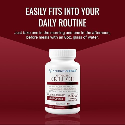 Miniatura 6 de Approved Science Aceite de krill - 2000 mg de aceite de krill antártico, 650 mcg de astaxantina - 260 mg EPA, 160 mg DHA - 180 cápsulas blandas