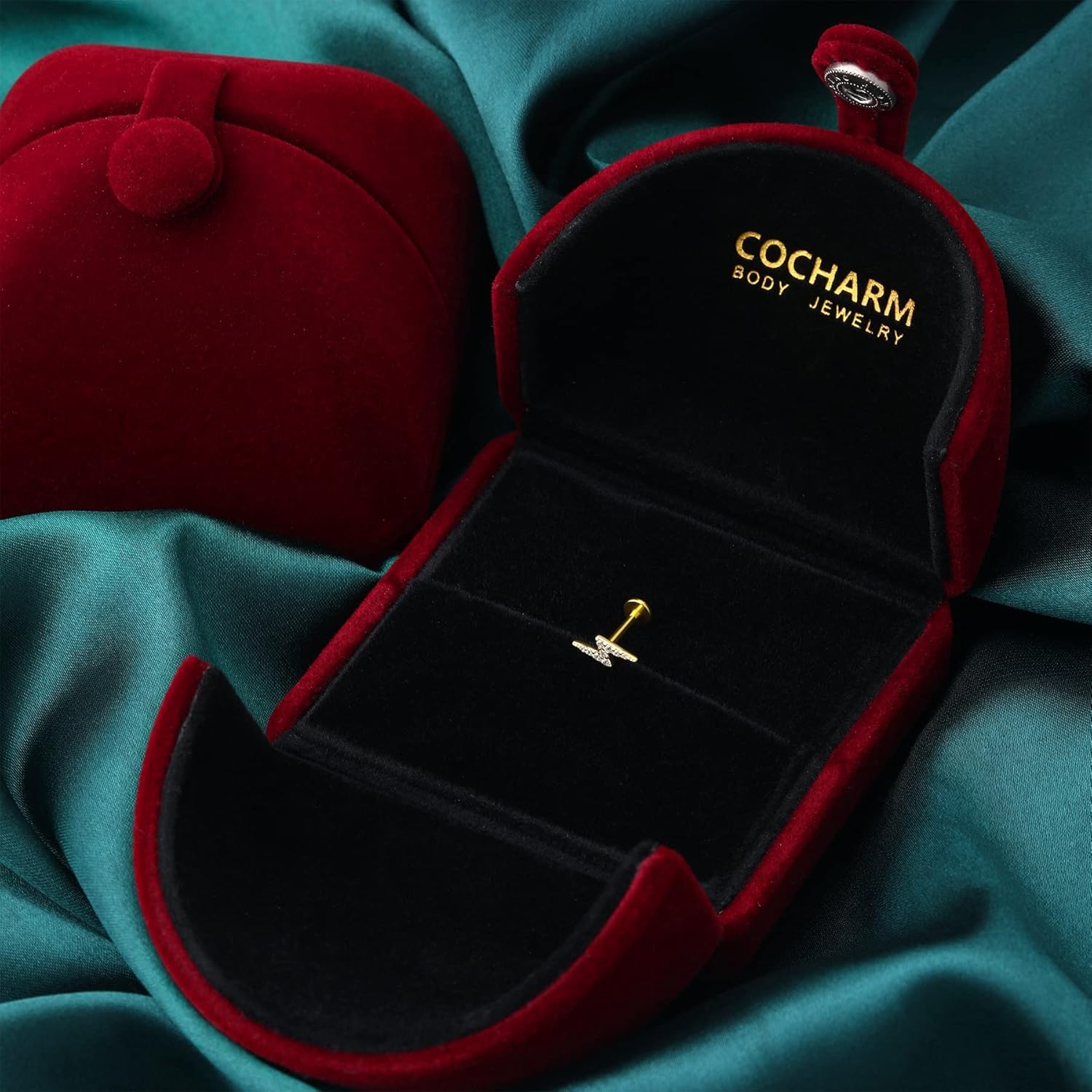 Cocharm 14K Gold Triple Ball Threadless Tragus Earrings 16g Push in Flat Back Helix Piercing - Image 6