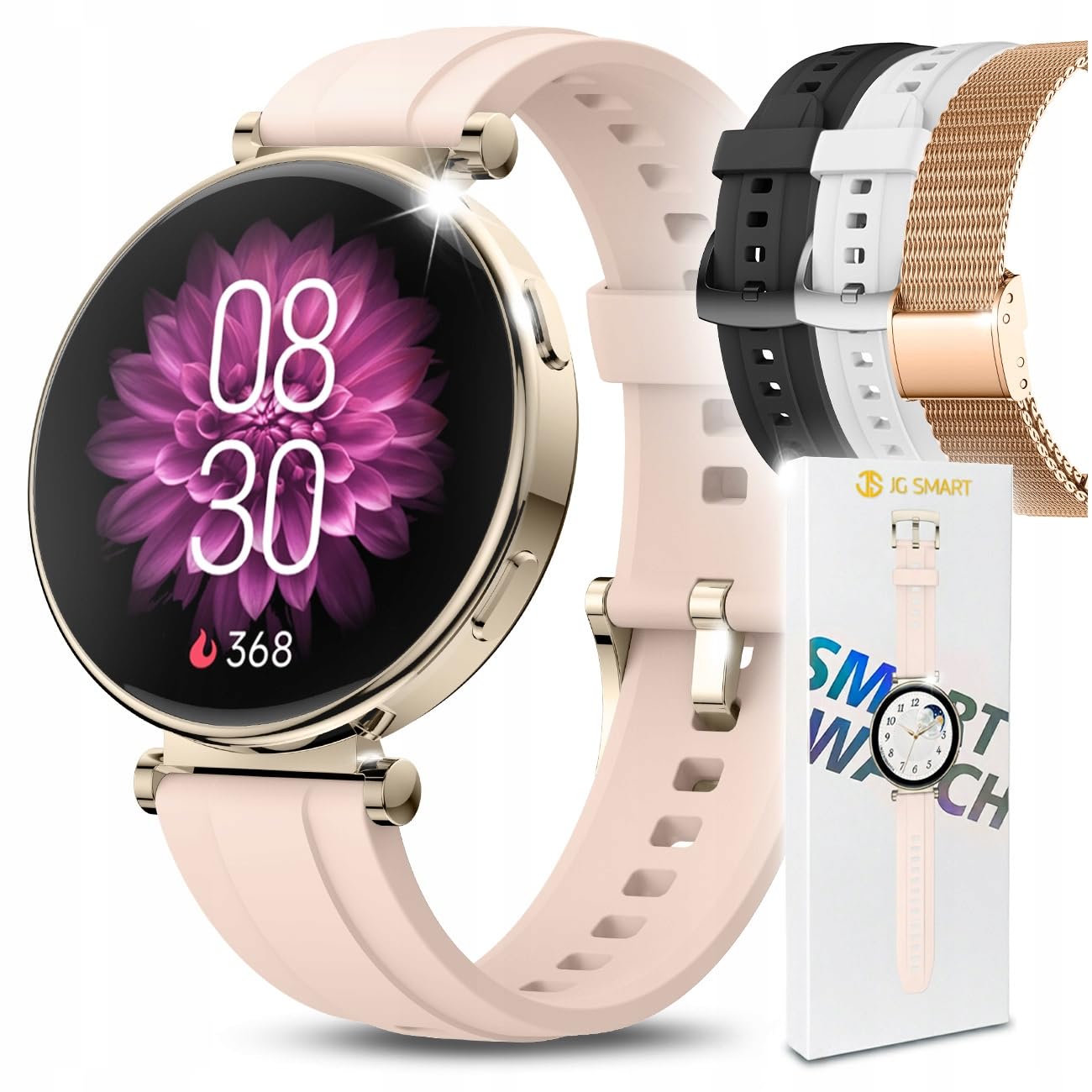Smartwatch damski zegarek POLSKIE MENU AMOLED ROZMOWY SPORT ZDROWIE 4 paski