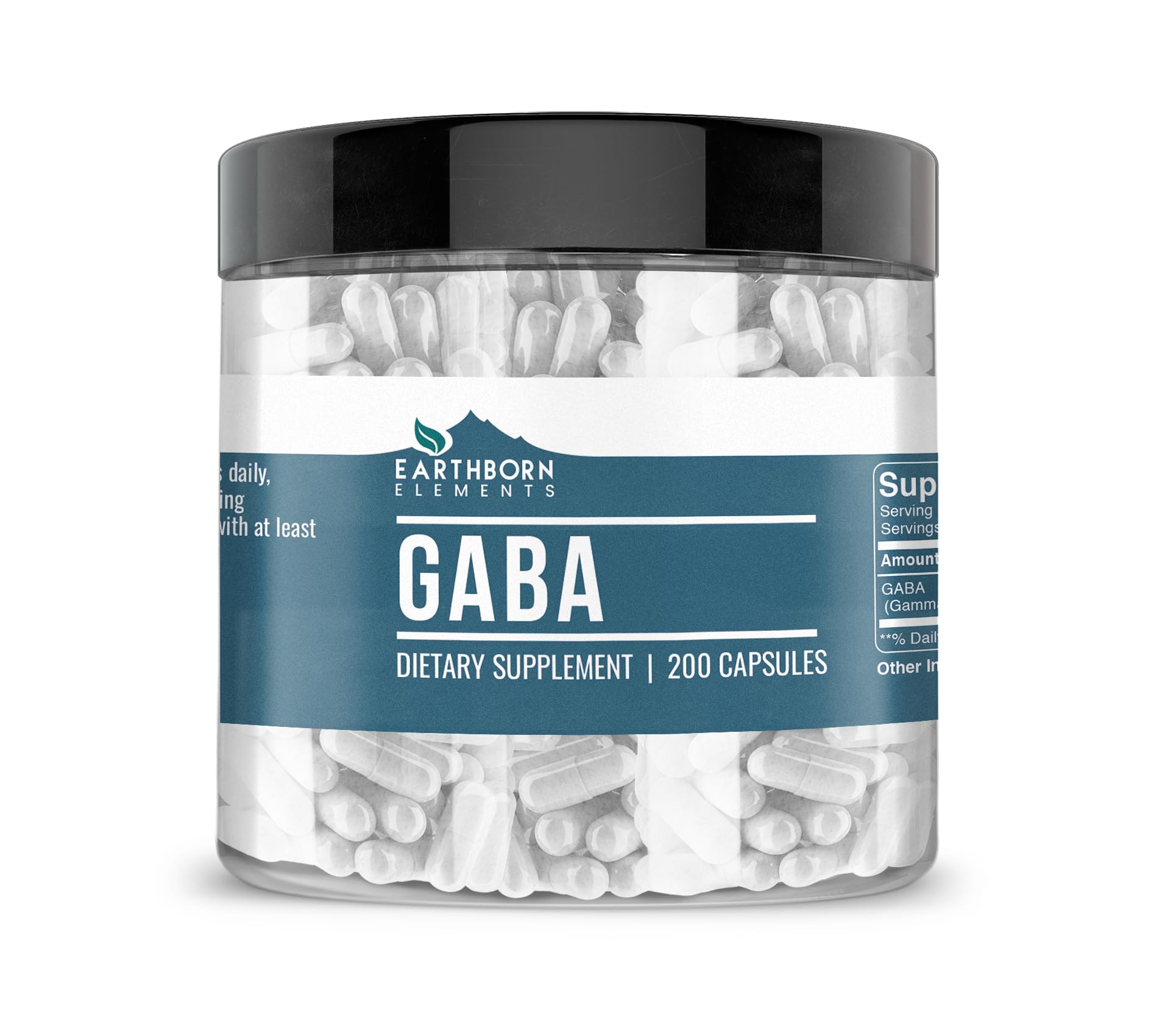 Earthborn Elements Suplemento de GABA 850 mg, 200 cápsulas