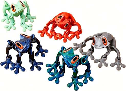 15.5cm Eco-Friendly PLA Movable Joint Frog Figurine 3D Printed Articulated Frog Fridge Magnet Magnetic Refrigerator Decor