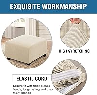 Vista 3 de ADPON Fundas otomanas cuadradas, fundas otomanas, protector de taburete de almacenamiento plegable, parte inferior elástica, elástico de alta Natural