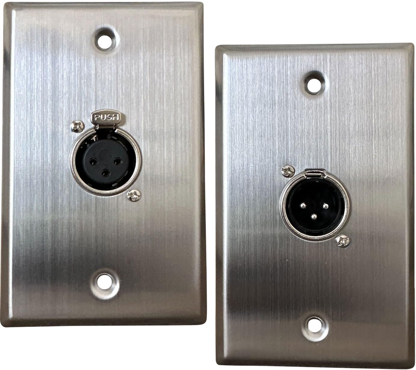 XLR Wall Plate, 3-Pin, Stainless Steel (Single Port XLR Female & Male – 1 Set)