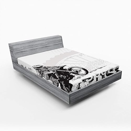 Miniatura 19 de Ambesonne Sábana bajera étnica, primer plano de degradado vertical, efecto de teñido anudado hippie Alter Life, impresión artística retro, ropa de