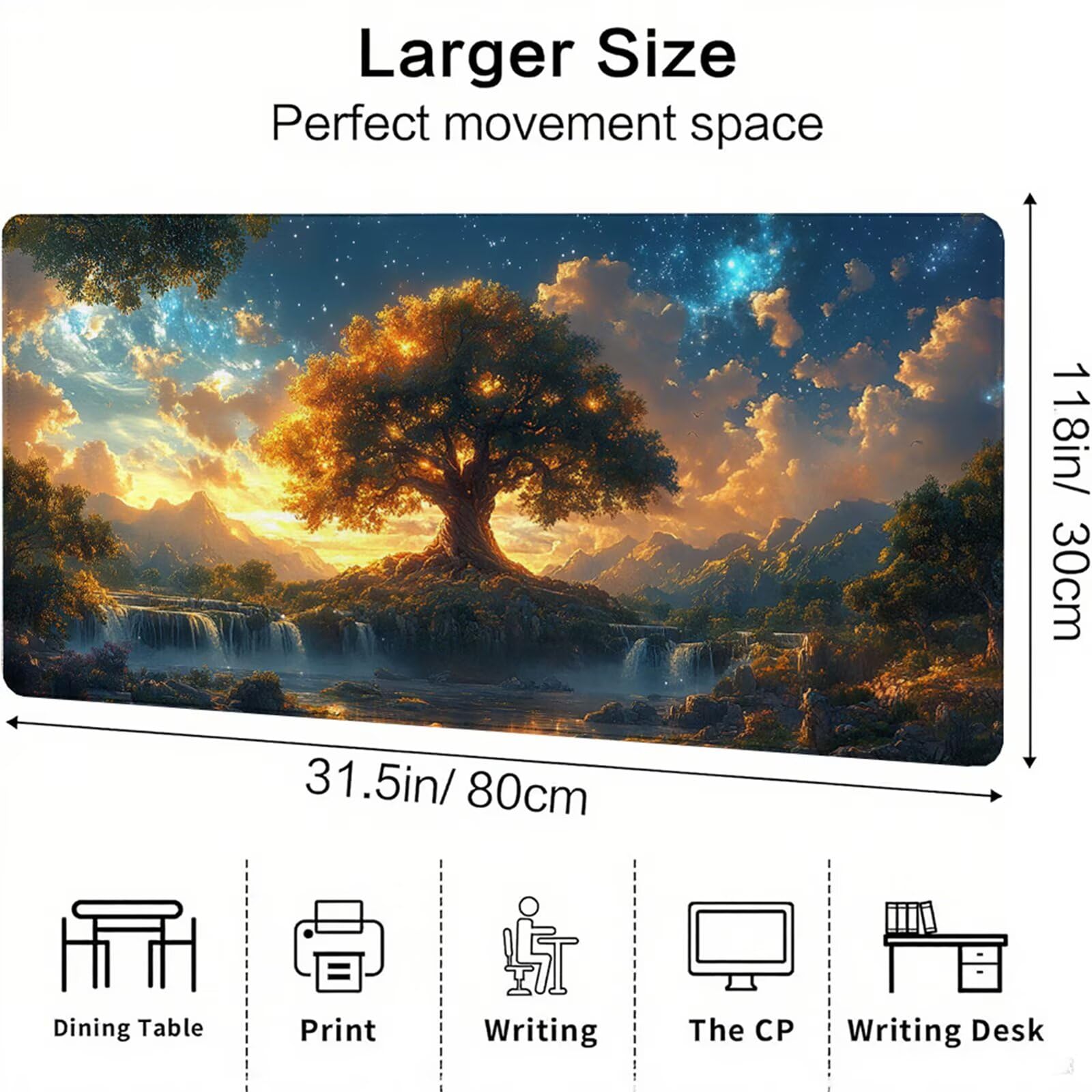 Niebieska podkładka pod mysz XXL 1600 x 800 x 3 mm uchwyt na biurko akcesoria antypoślizgowa gumowa podstawa i zszyte krawędzie podkładka pod mysz dla graczy do dekoracji biura dekoracyjnego, prezenty