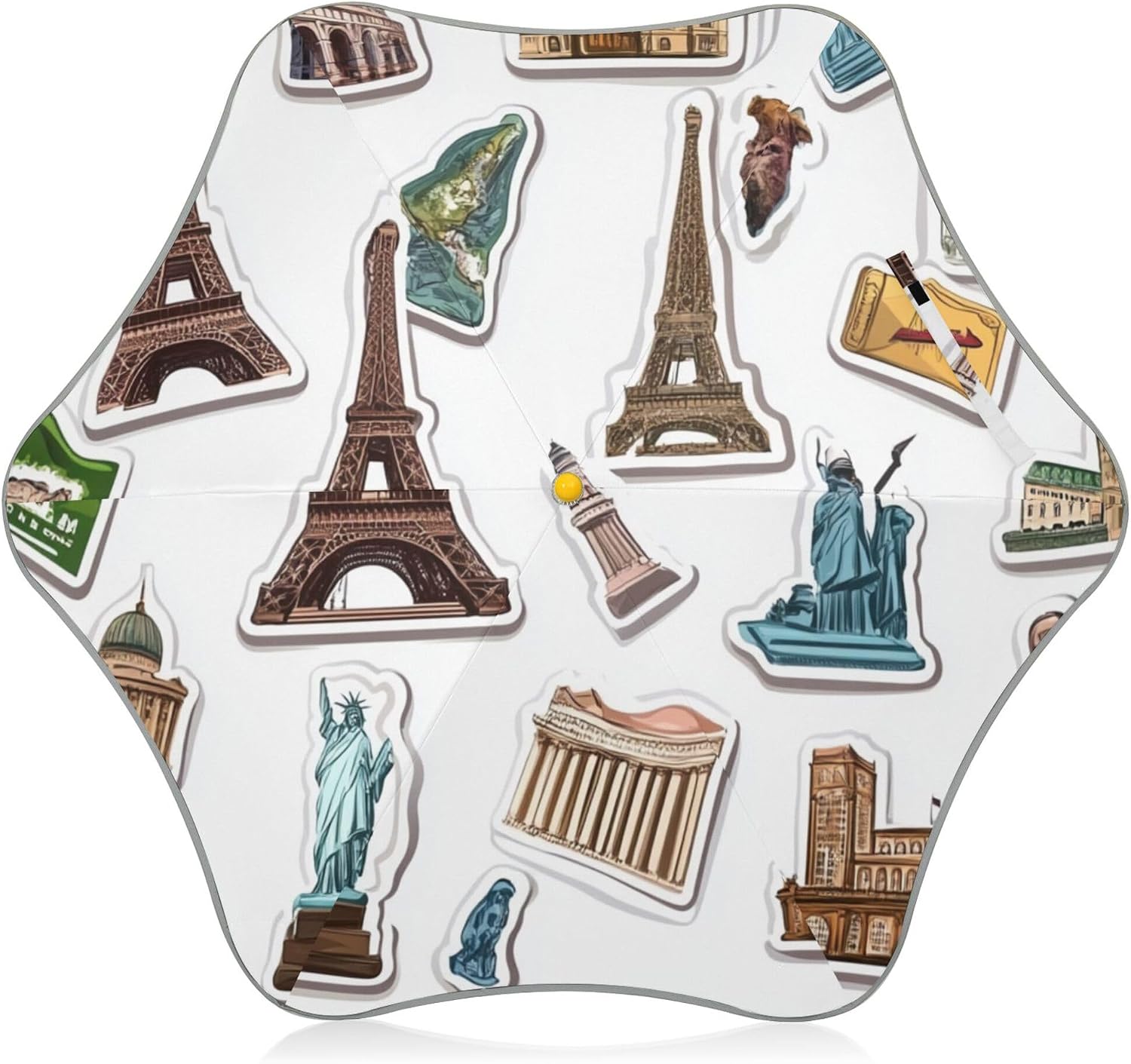 ALAZA Famouse Scenery Stickers Travel Kids Umbrella for Girls Boys Toddler Children Rain & Sun Umbrella