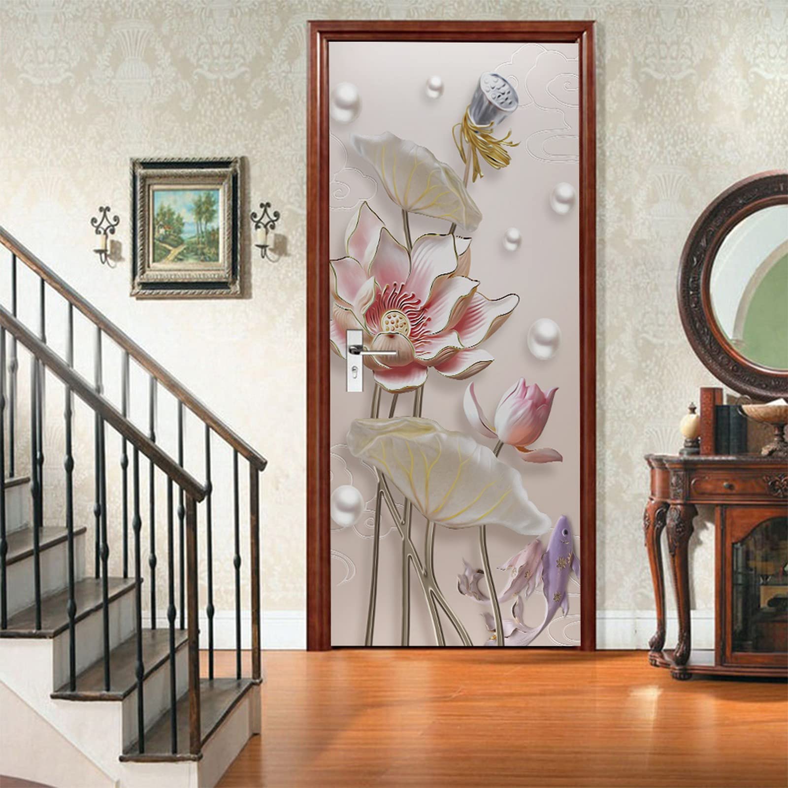 Autocollant Porte 3D Herbes & Épices Colorées – Sticker Imperméable Amovible 77x200 Cm Pour Chambre, Cuisine, WC