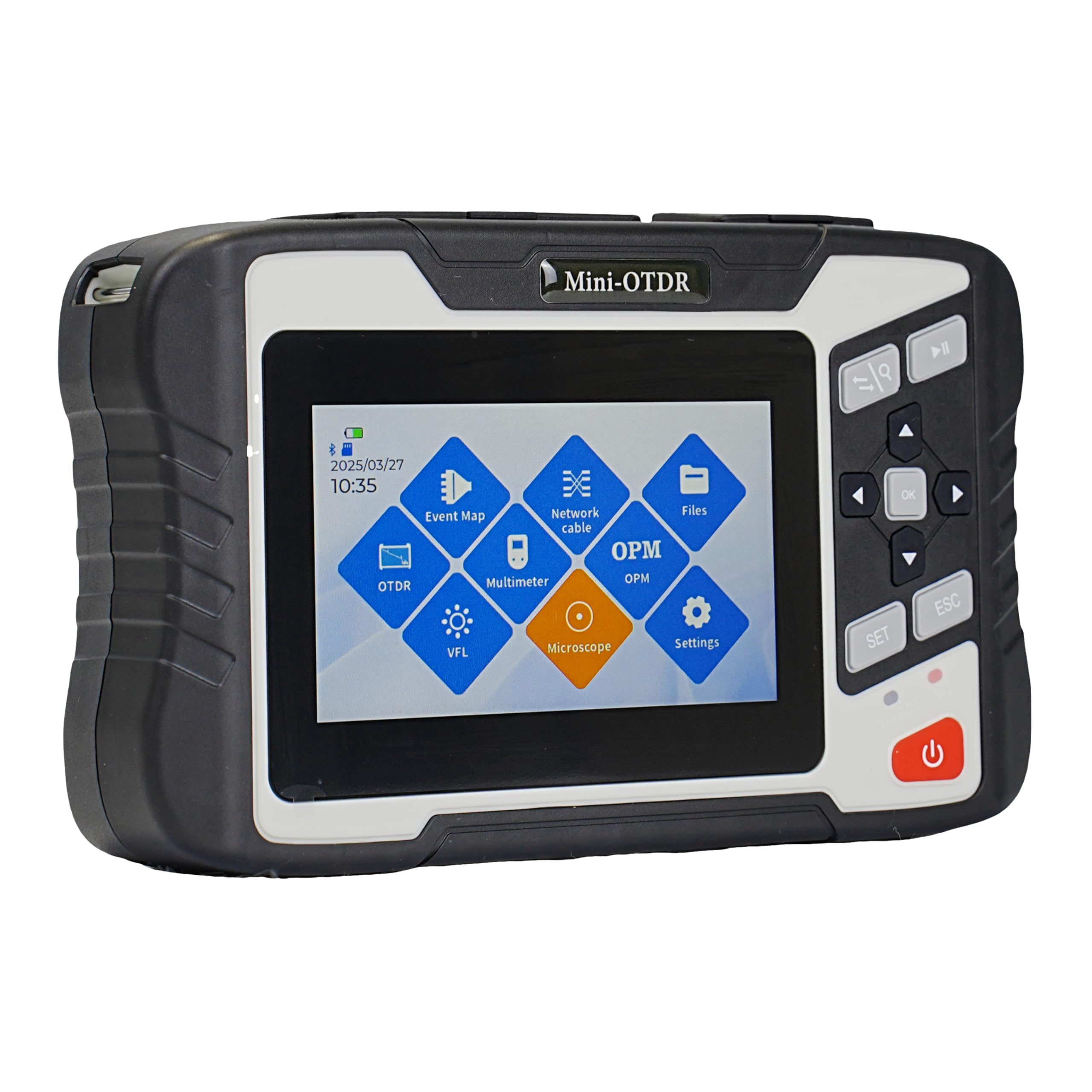 NK4300D OTDR portatile per fibra ottica monomodale 1310/1550nm 26/24dB con schermo touch 4,3 pollici - Mini OTDR con VFL, OPM, OLS, Event Map, RJ45 e batteria ad alta capacità (FC/UPC)