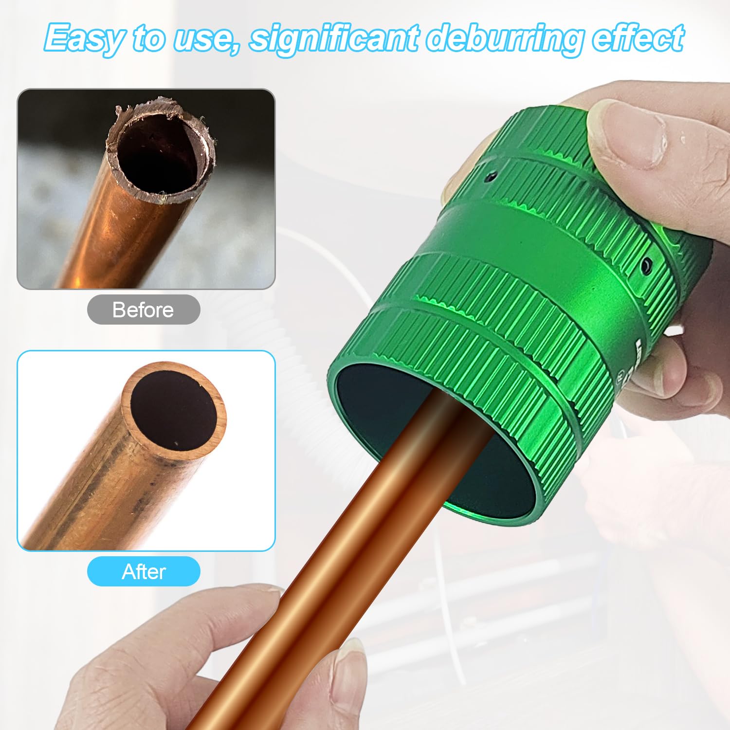 Iordan 1 Strumento Sbavatore Per Tubi In Rame E PVC - Alesatore Interno/Esterno Con 4 Lame In Acciaio, Colore Verde