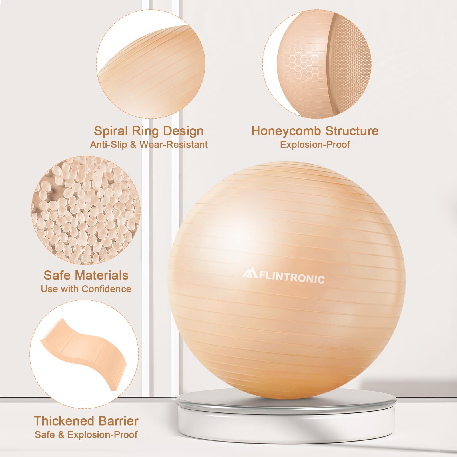 Ballon Grossesse Anti-Explosive Ultra-épaisse 55CM 65CM avec Pompe Rapide pour Fitness Pilates