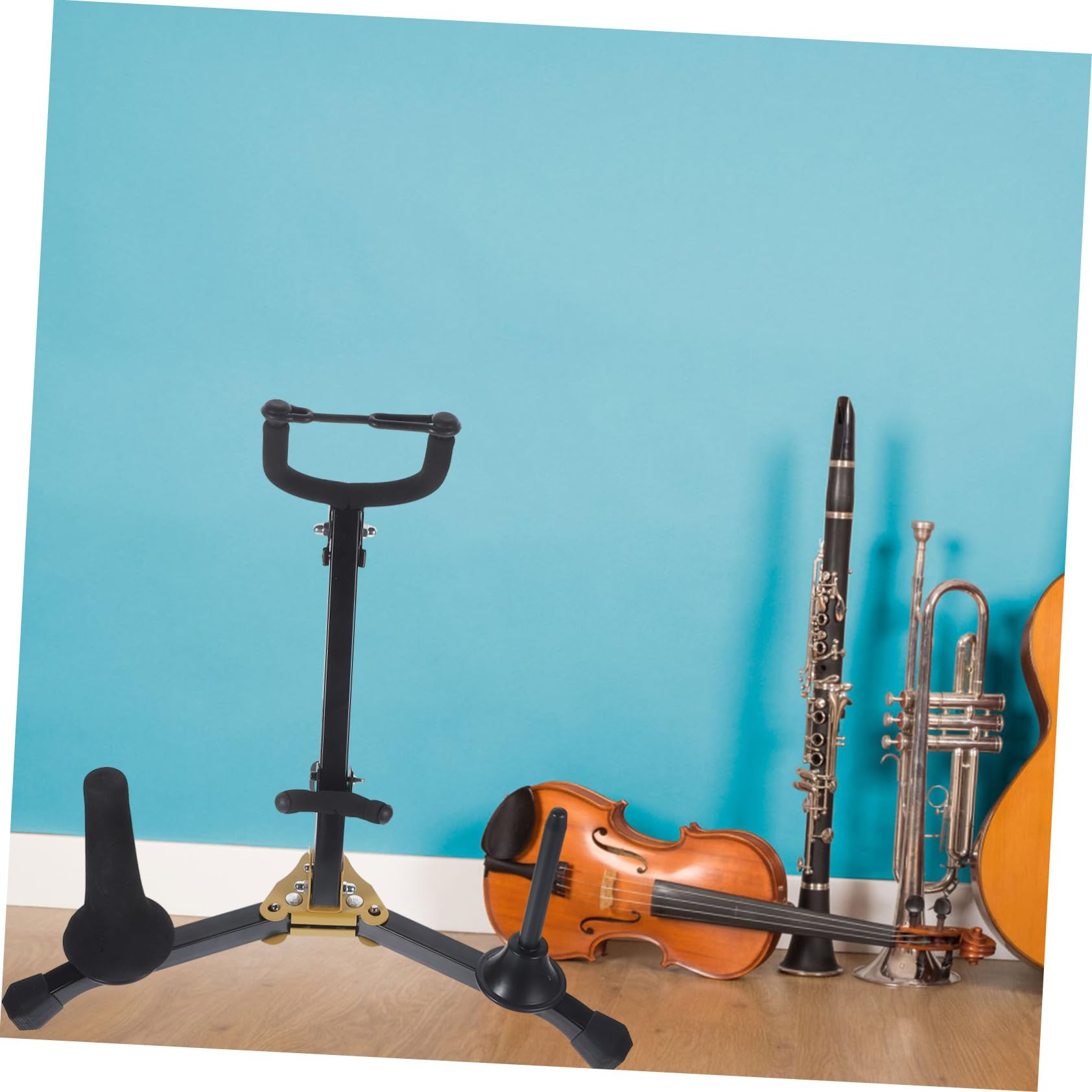 Yardwe Supporto per Sax Contralto Pieghevole, Porta Sassofono Nero | Ferro, Schiuma e Abs, Uso su Tavolo, Adatto a Saxofono e Clarinetto, Leggero e Portatile