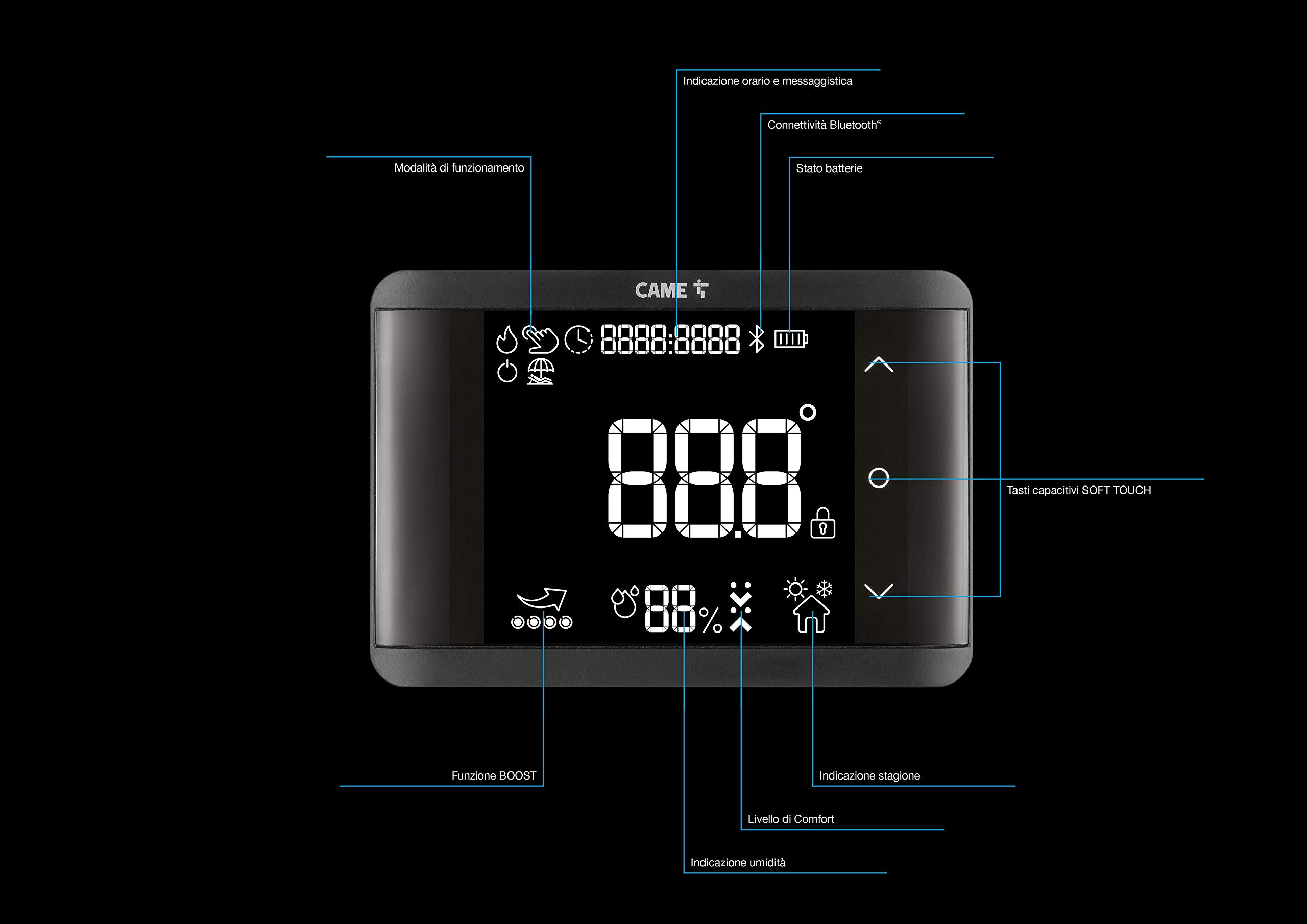 Came 845AA-0090 TH/700 BK BT CRONOTERMOSTATO BLUETOOTH TOUCH COLORE NERO