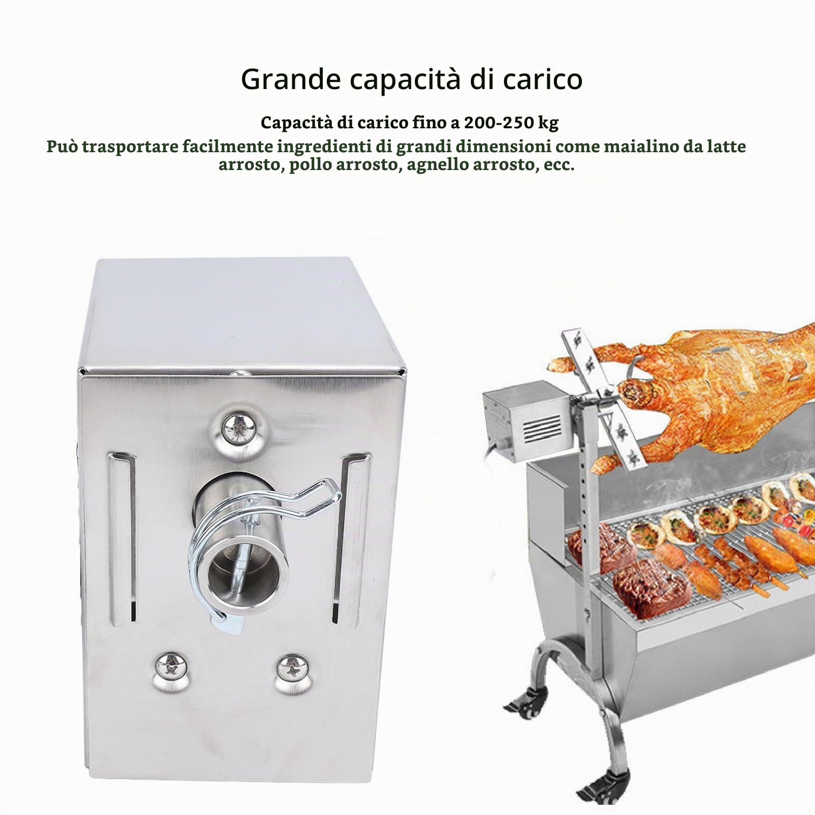 Fdit Motore per Girarrosto Motore per Spiedo di Ricambio Universale per Impieghi Gravosi da 45 W, Motore per Griglia Elettrica in Acciaio Inossidabile per Arrosto di Pollo Capra di