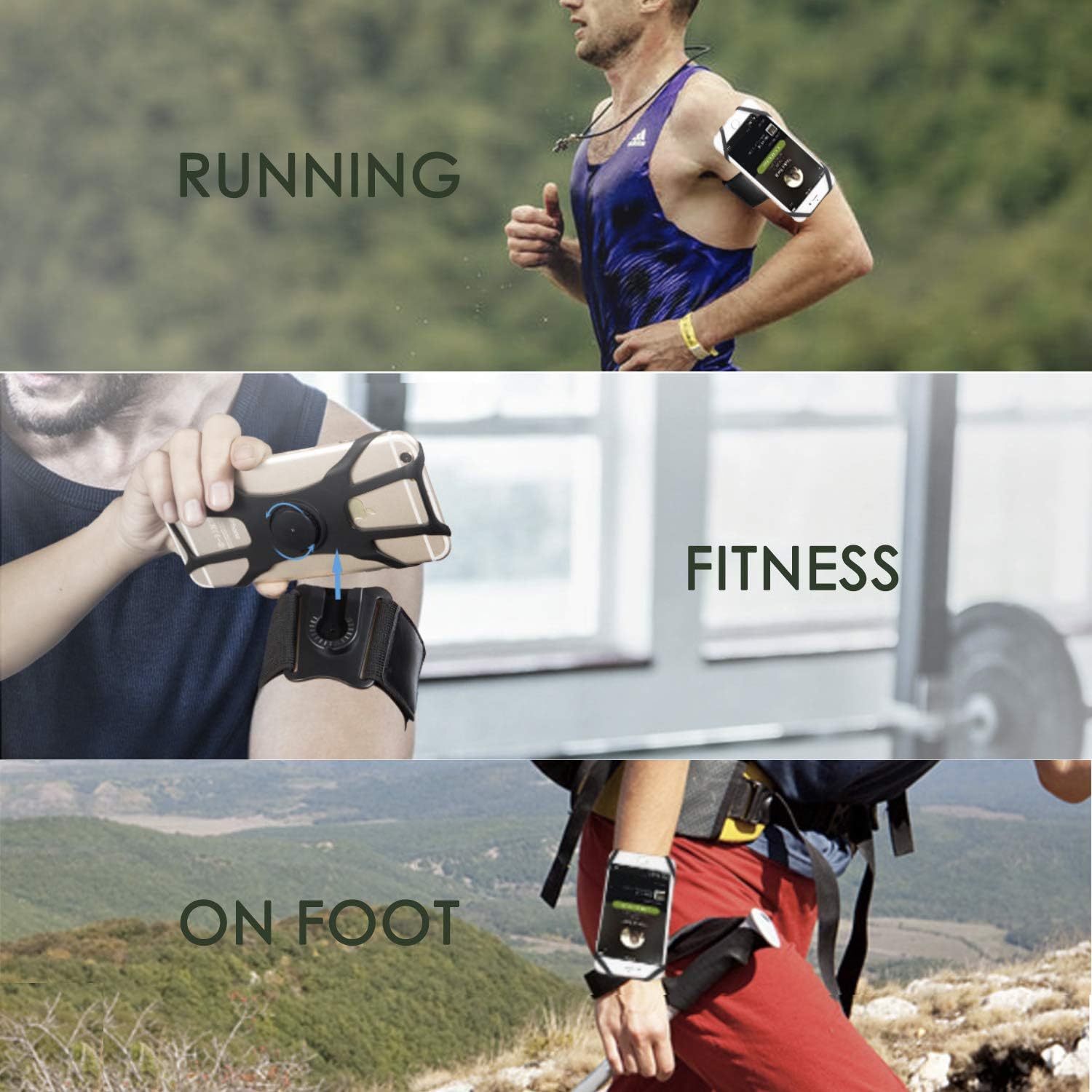 Sancore 2in1 Phone Armband Running Wristband Phone Holder, Detachable Running Accessories Cycling Fishing Walking Strap for iPhone 11 12 Pro Max Mini XS Plus, Galaxy S20 Ultra S10 Note 20 10 ect : Cell Phones & Accessories