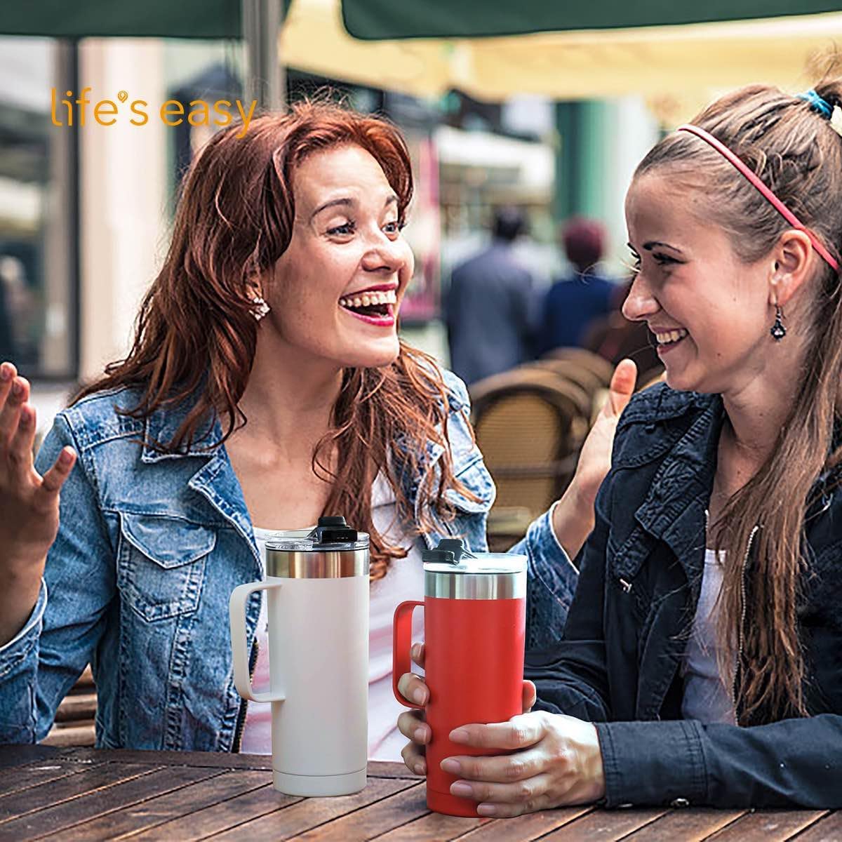 Life's Easy 20oz Stainless Steel Mug w/Handle - Double Wall Insulated Travel Tumbler w/Flip Lid - Leak Proof Tumbler-Thermal Cup for Coffee, Tea & More - Keep Hot & Cold Drinks (Lavender, 20 oz) - Image 2