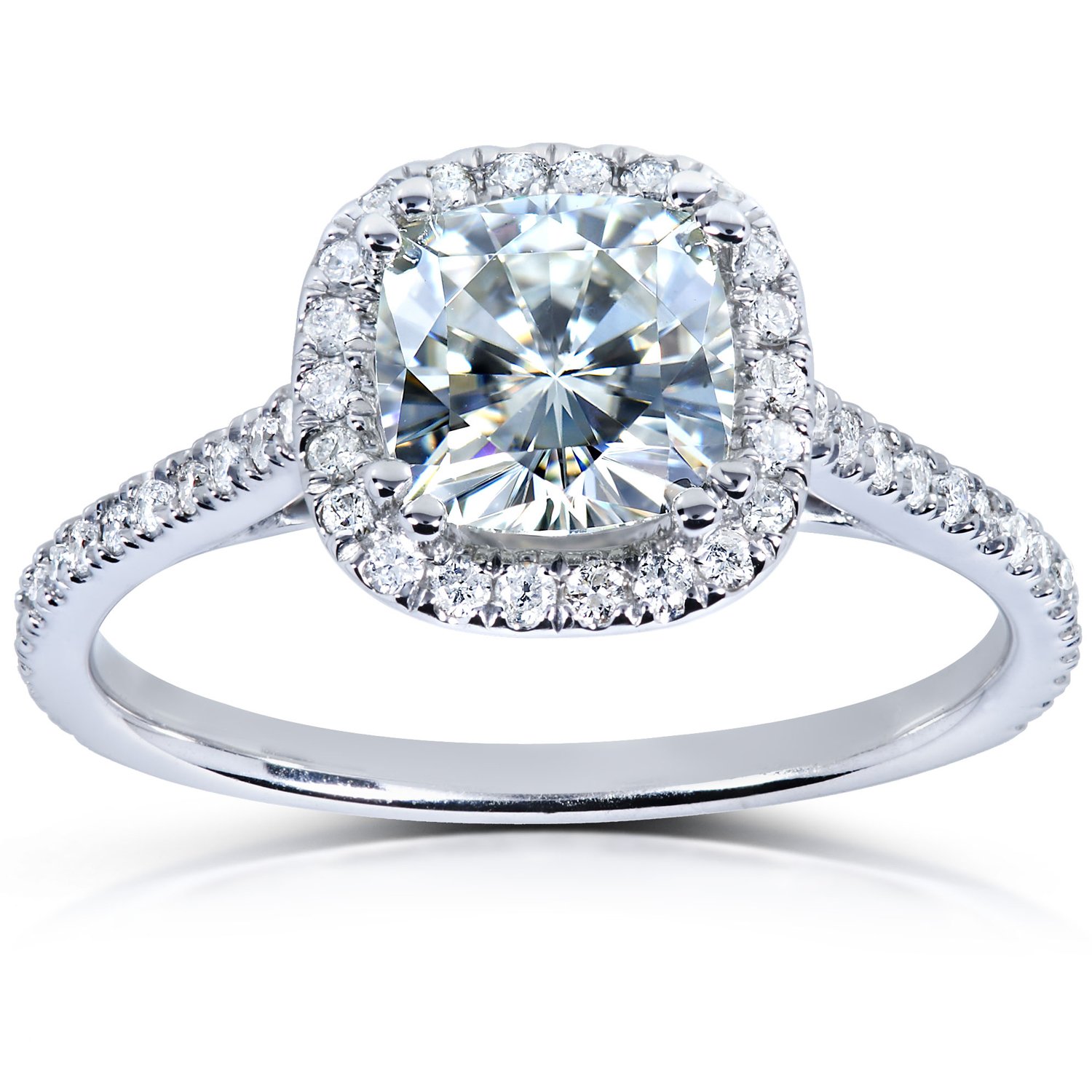 KobelliCushion-cut Moissanite Engagement Ring 1 1/3 CTW 14k White Gold