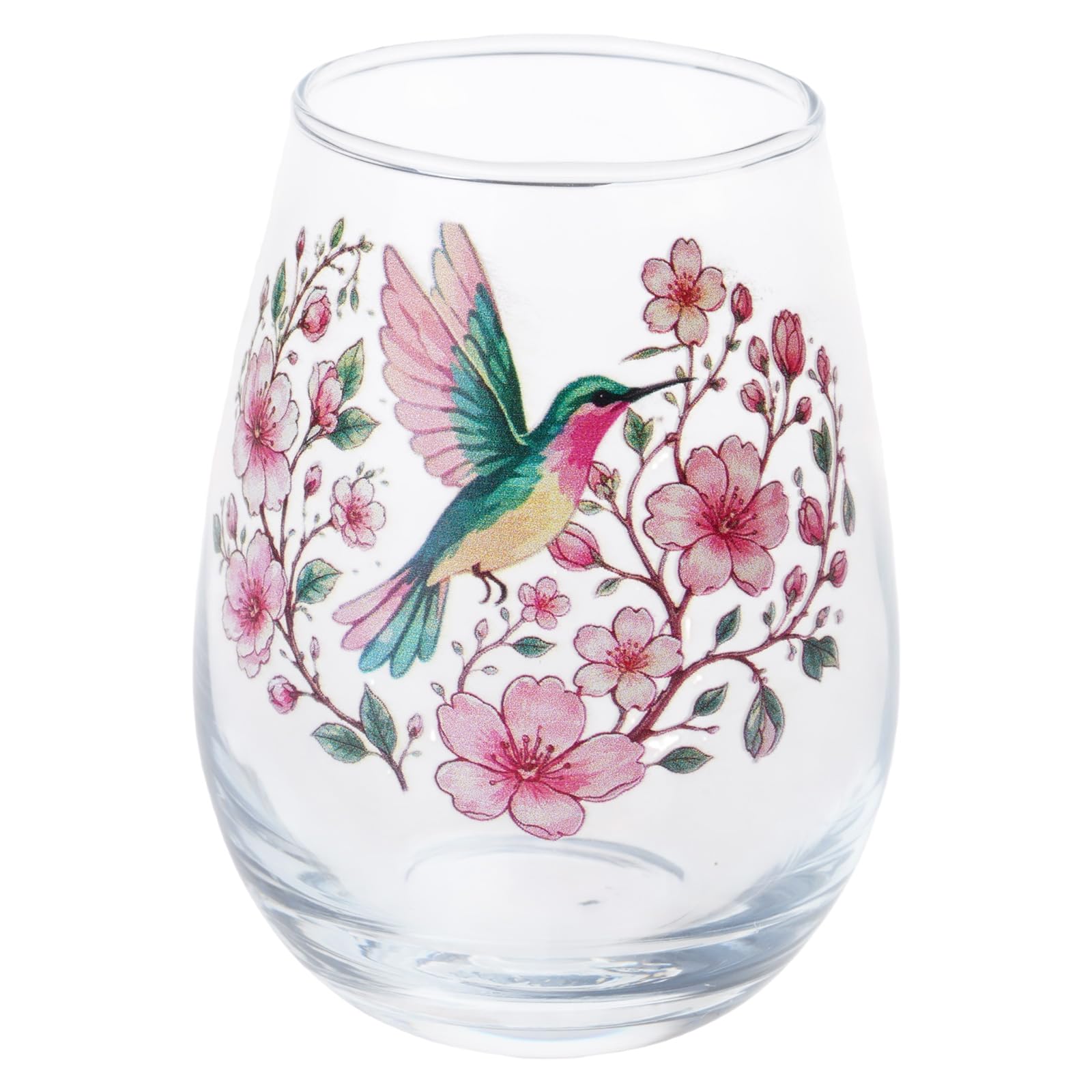 Elnwnnkc Clear Glass Garden Teacup, Hummingbird Floral Embossed Tumblers, Decorative Drinking Cups Glass Coffee Mugs Home Decors Garden Teacup