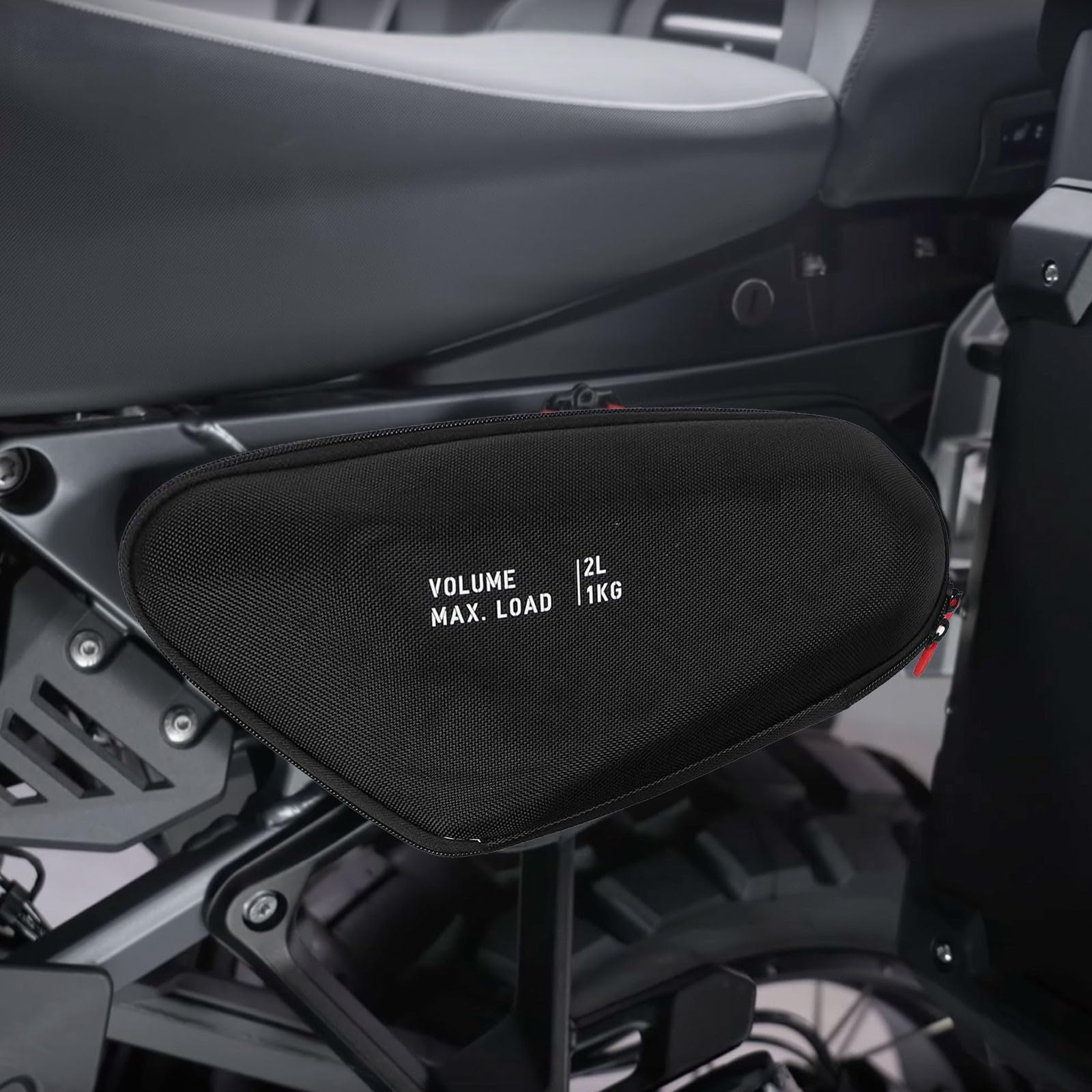 2 Stück Rahmen Seitentasche aus Nylon für BMW R 1300 für GS Adventure 2024-2025, Schwarz, Wasserdicht mit Reißverschluss, Zusätzlicher Stauraum für Motorrad Gepäck