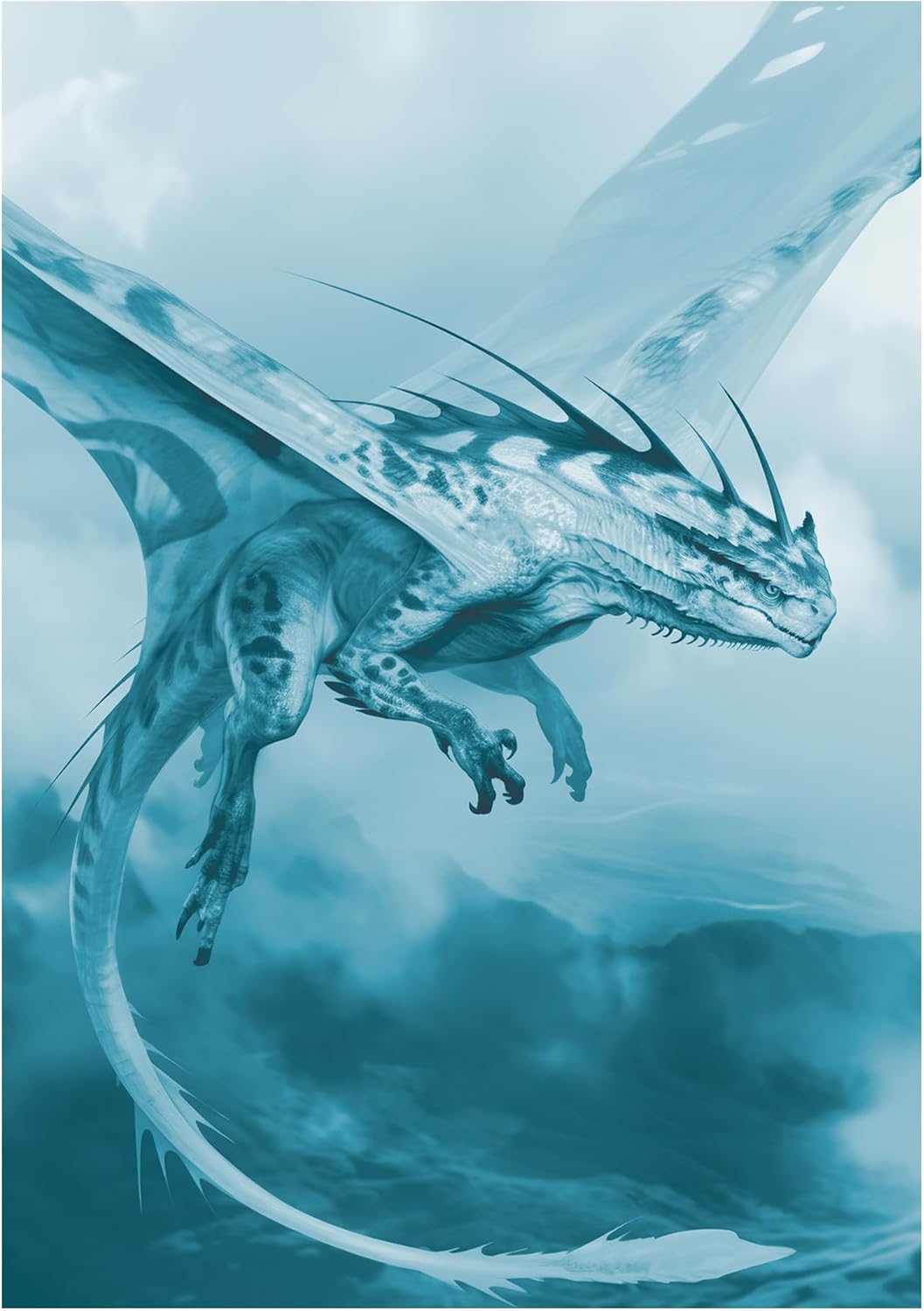 Katomula 100 MTG Card Sleeves with 100 Inner Sleeve, Textured Back Art Sleeves, Fit Standard Size Cards - Glacier Blue Dragon