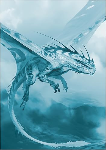 Katomula 100 MTG Card Sleeves with 100 Inner Sleeve, Textured Back Art Sleeves, Fit Standard Size Cards - Glacier Blue Dragon