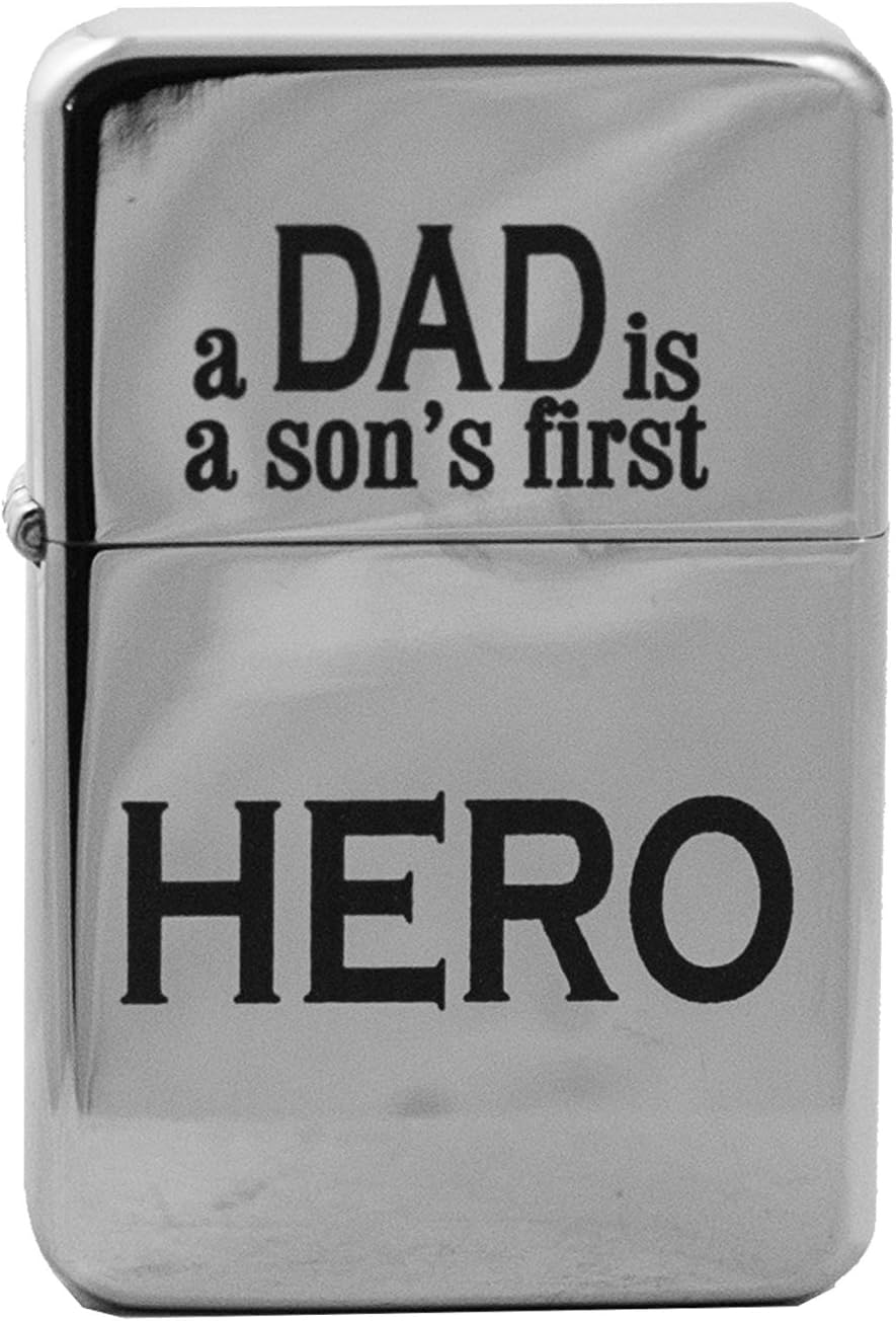 Lighter - A Dad is a Son's First Hero High Polish Chrome - Star Int. Inc