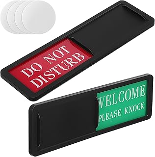 FIXOSHEE Carteles para Puertas de Habitaciones 2 Unidades Señal No Molestar y Bienvenido Diseño Deslizante Color Negro y Verde Material ABS Resistente para Oficinas Hoteles y Baños