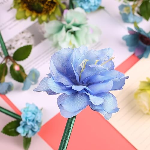 Miniatura 4 de Bolígrafos de flores: Leery - Bolígrafos mixtos de rosas azules, 16 bolígrafos de rosas de felpa para el día de San Valentín, para fiesta de