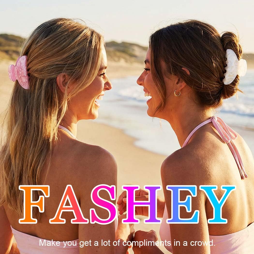 Fashey Acrylic Claw Clip Pink Hair Clips Cute Medium Hair Claws for Thick Hair Accessories for Women (pink+white) - Image 5