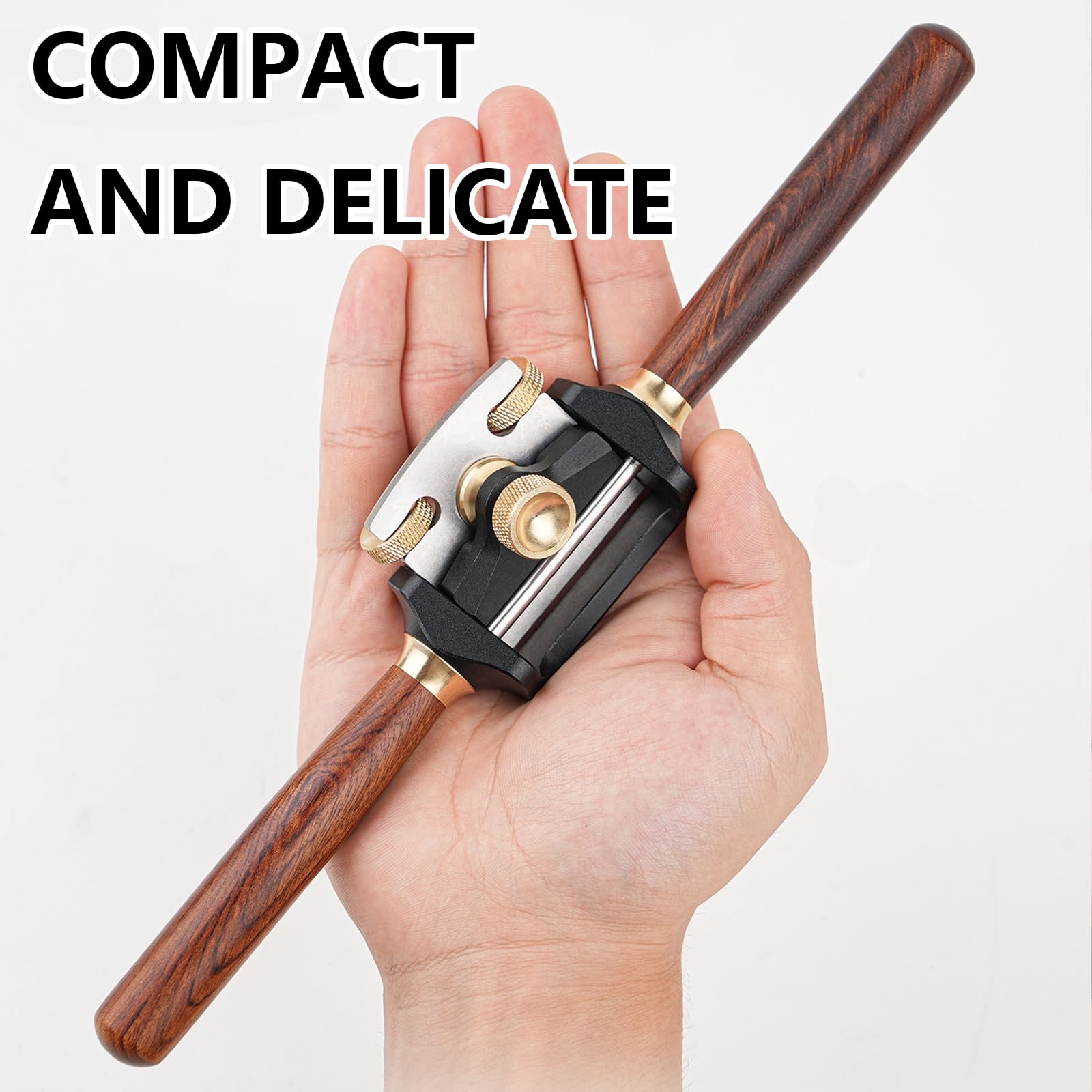 Pialla a Mano, Pialla da Taglio per Legno Strumento Manuale per Rifinitura Regolabile 210 mm Lmpugnatura in Palissandro Larghezza lama 42 mm Acciaio Inossidabile 440C