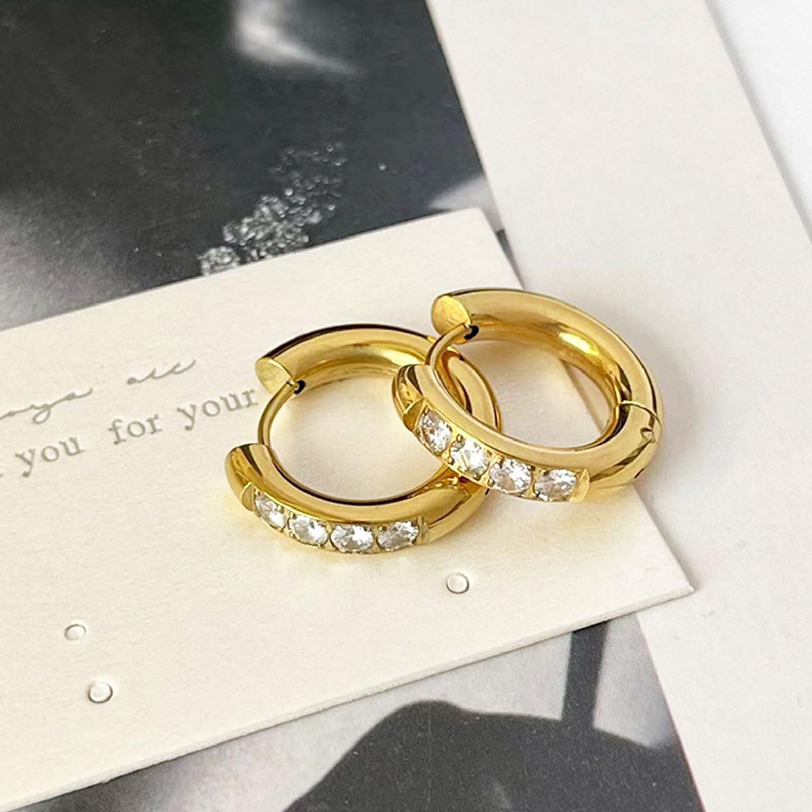 LunarCharm 1 Pair of Small Hoops, 18 Carat Gold Plated with Surgical 316L Steel, Hinged Hoops for Cartilage, Helix, Tragus, Earlobe, Lightweight Hypoallergenic Earrings