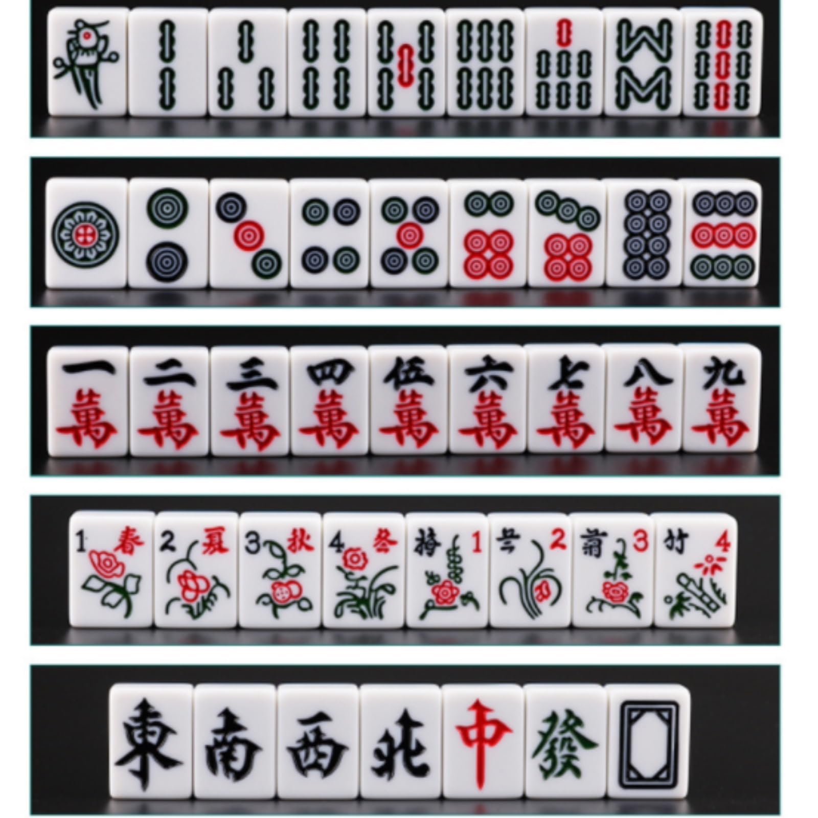 Tradycyjny Chiński Mah Jong Zestaw Mahjong Gra Towarzyska Tradycyjna Gra Klasyczna Chińska Gra Mahjong Zestaw 144 Płytek Na Imprezę Rodzinną(Grün)