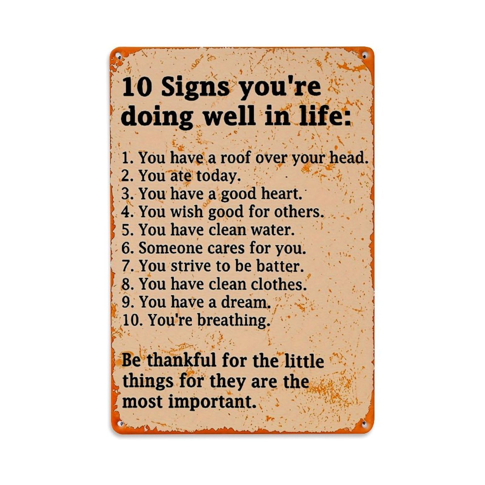Jdfenggu Vintage Ten Signs Doing Well Life Retro Metal Tin Sign, Metal Poster For Bar, Home, Man Cave, Kitchen, Laundry Room Art Decor 8X12 Inch