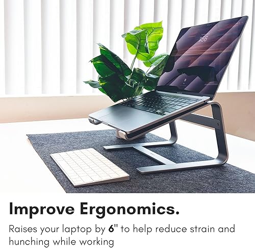 Miniatura 3 de Macally Soporte de aluminio para laptop para escritorio, funciona con todos los MacBookProAir y portátiles de entre 10 y 17.3 pulgadas, elegante y