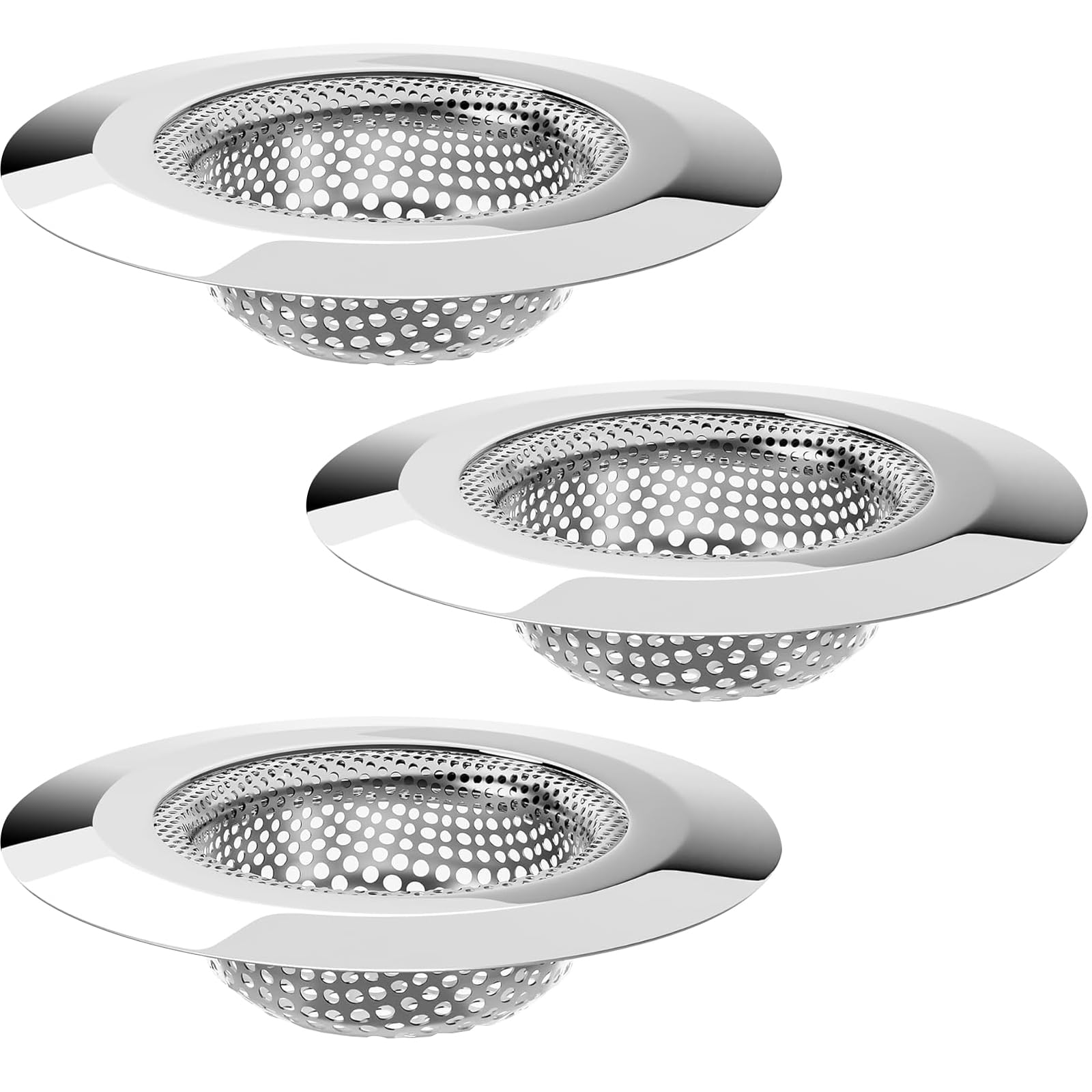 Slightly Warm Not Applicable 3Pcs Rustproof Sink Strainer Anti-Clogging Protector Shower Drain Cover Smooth Steel Sink Drain Strainer For Kitchen, Bathtub, Bathroom