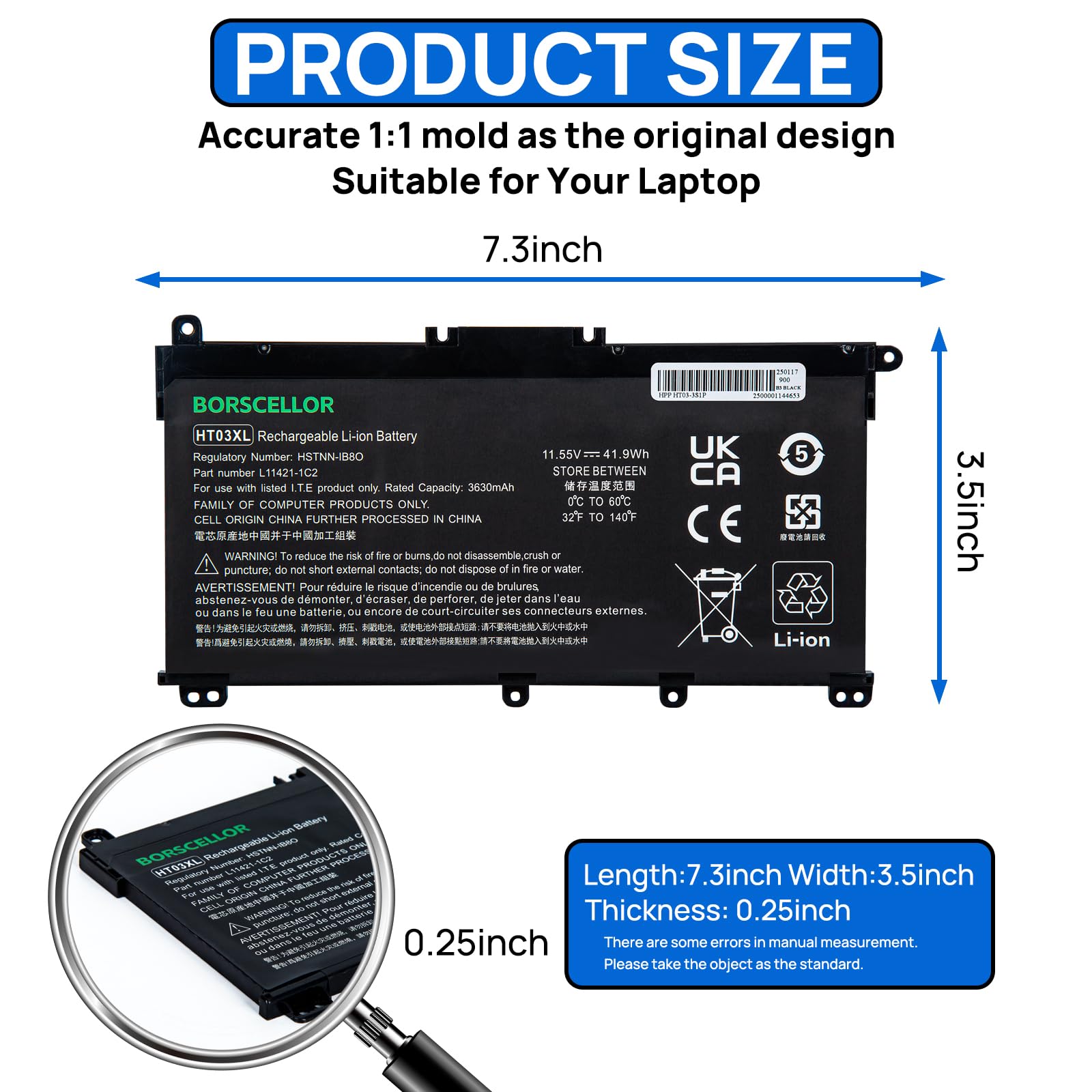 HT03XL L11119-855 Bateria do laptopa HP Pavilion 14-CE 14-CF 14-CK 14-CM 14-DH 14-DK 14-DF 14-MA 14Q-CS 14Q-CY 15-CS 15-DQ 15-DA 15-DB 15-CW 17-BY 17-CA 240 245 250 255 G7 340 348 G5