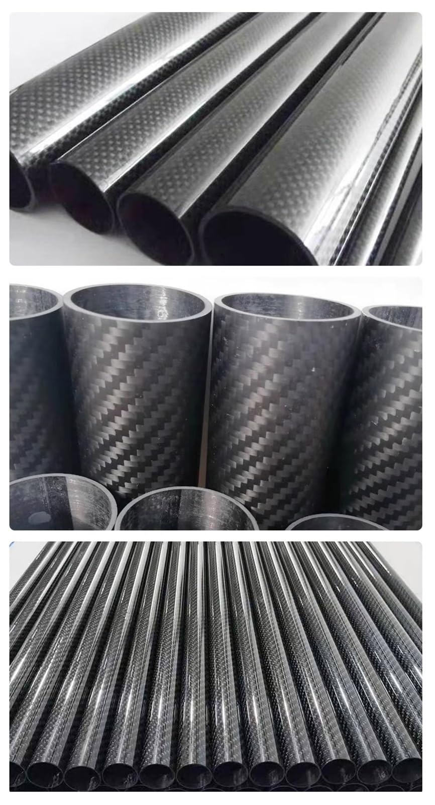 Carbohnfaserrohre Hohlrohr aus 3K-Carbon, stabiles Rundrohr aus Carbonfaser, für Robotik/Drohnen/Angelruten/Automatisierungsanlagen(31x29x1000MM)